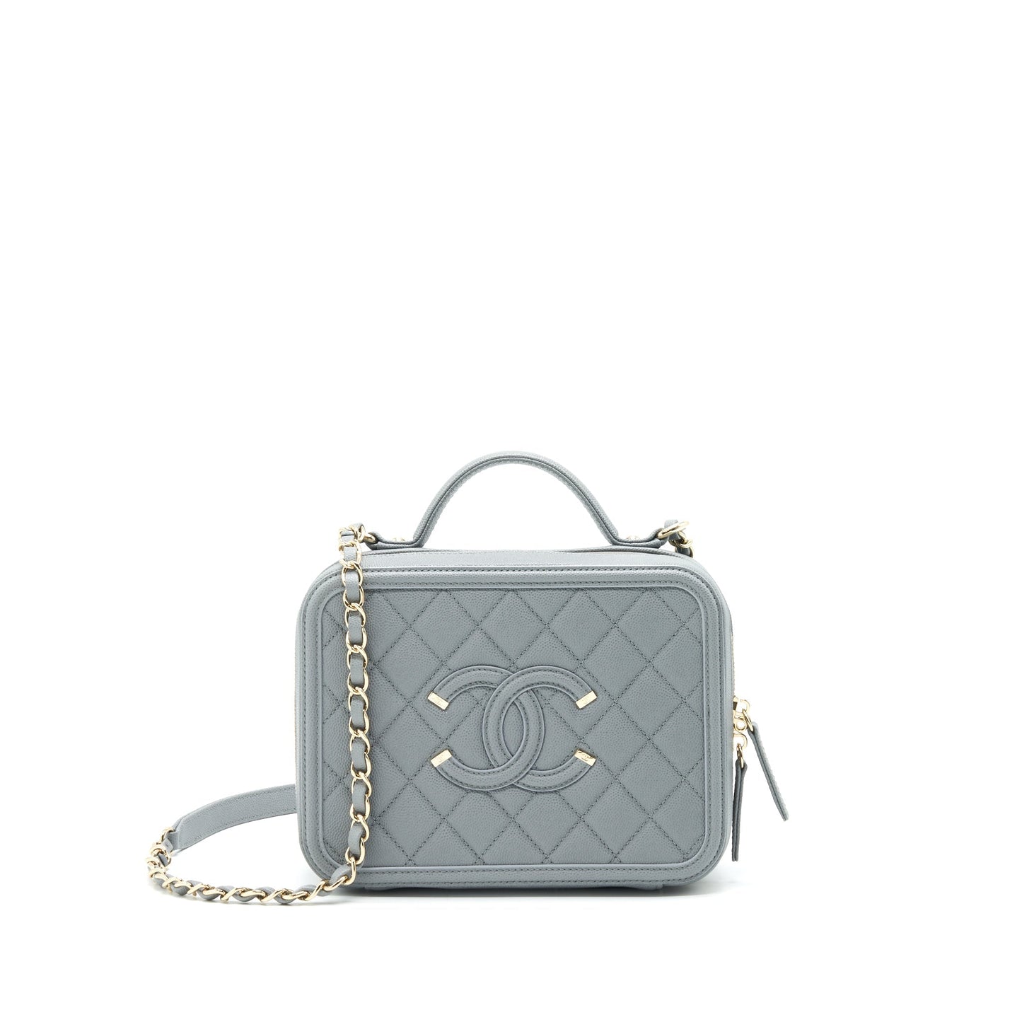 Chanel CC filigree Vanity LGHW Grey Handbag