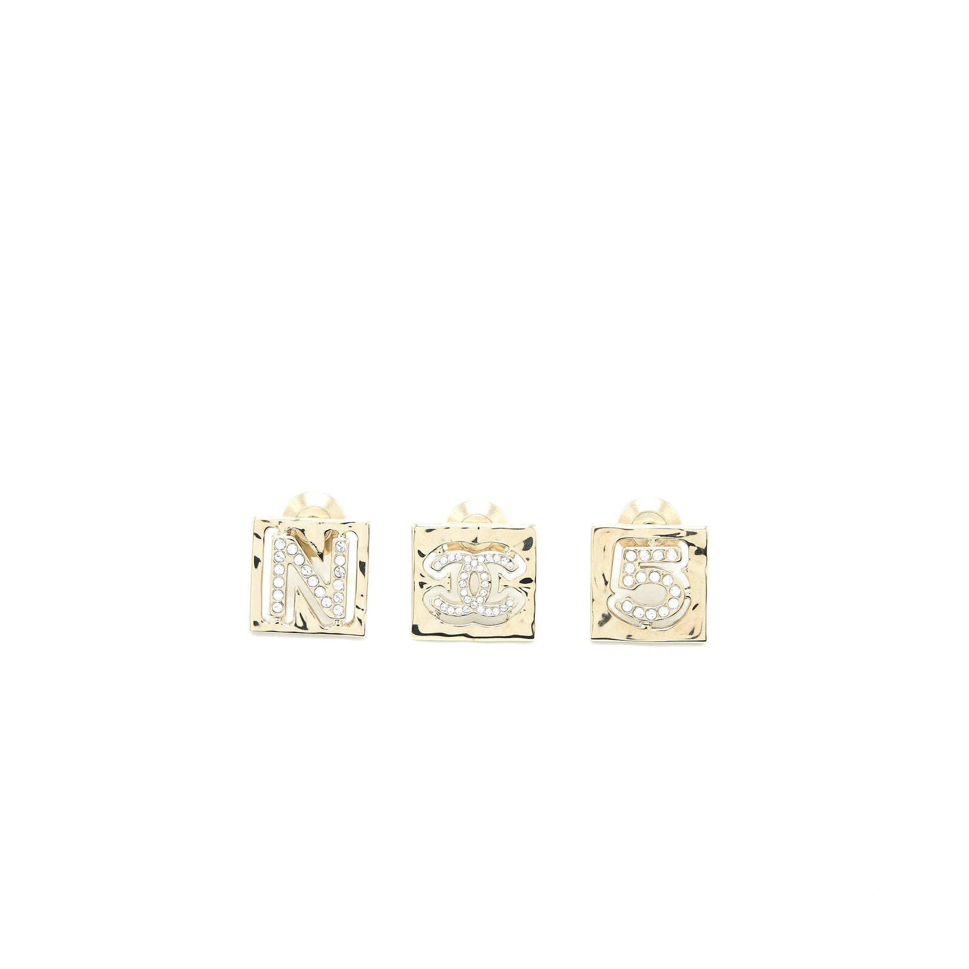 Chanel 3 Pin Square Brooch CC Logo Gold Handbag