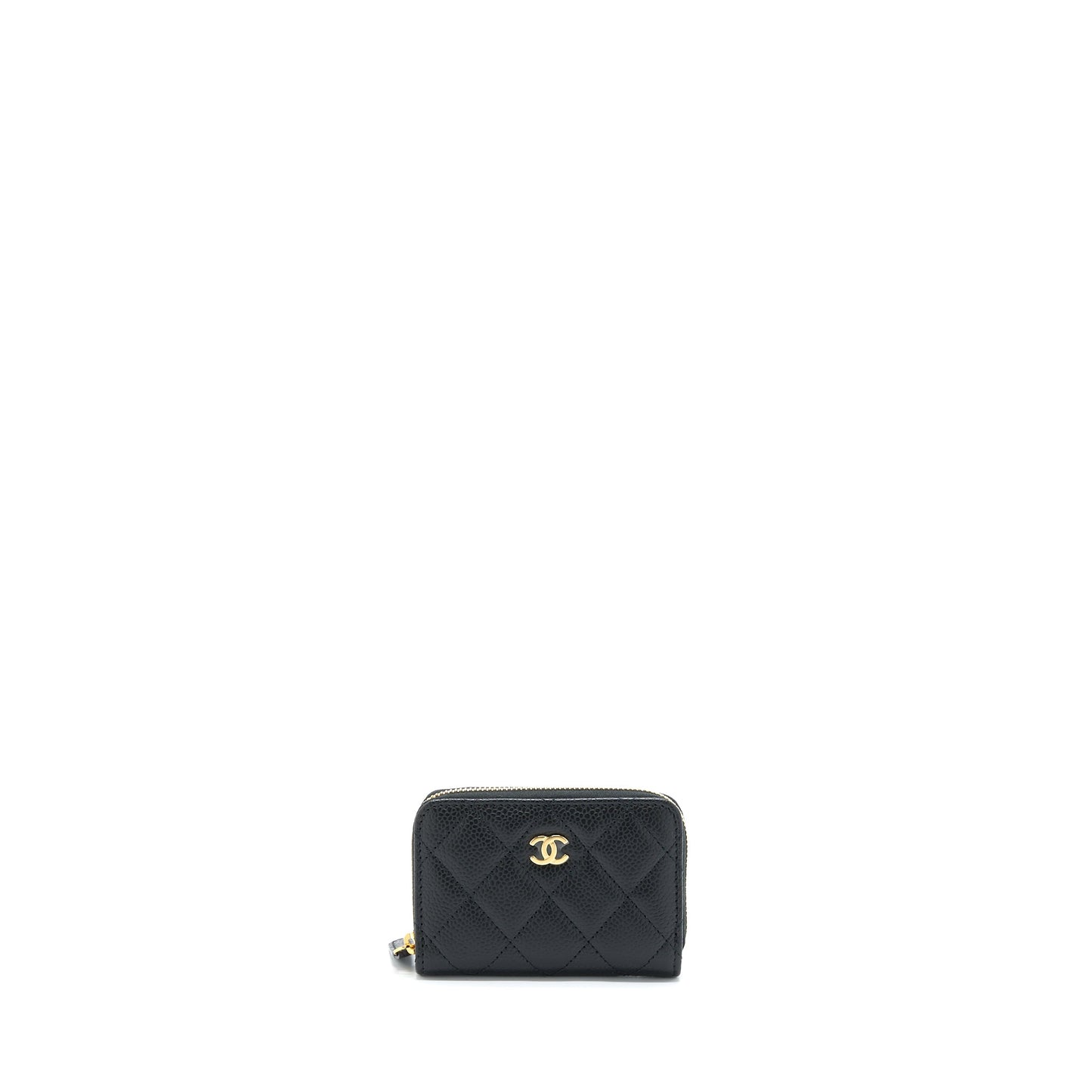 Chanel Zip Card Holder Caviar GHW Black Small Wallet Case