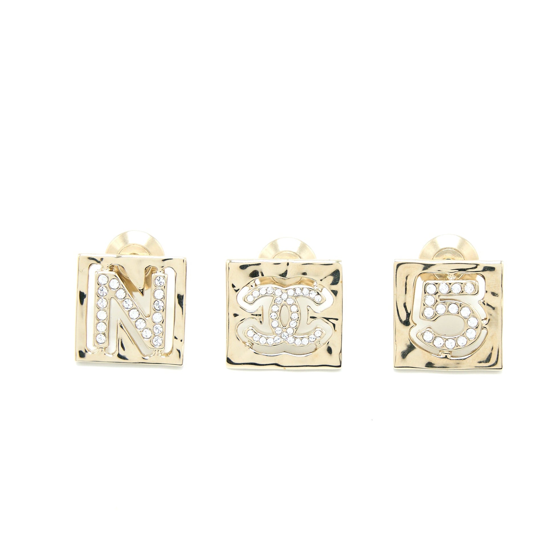 Chanel 3 Pin Square Brooch CC Logo Gold Handbag