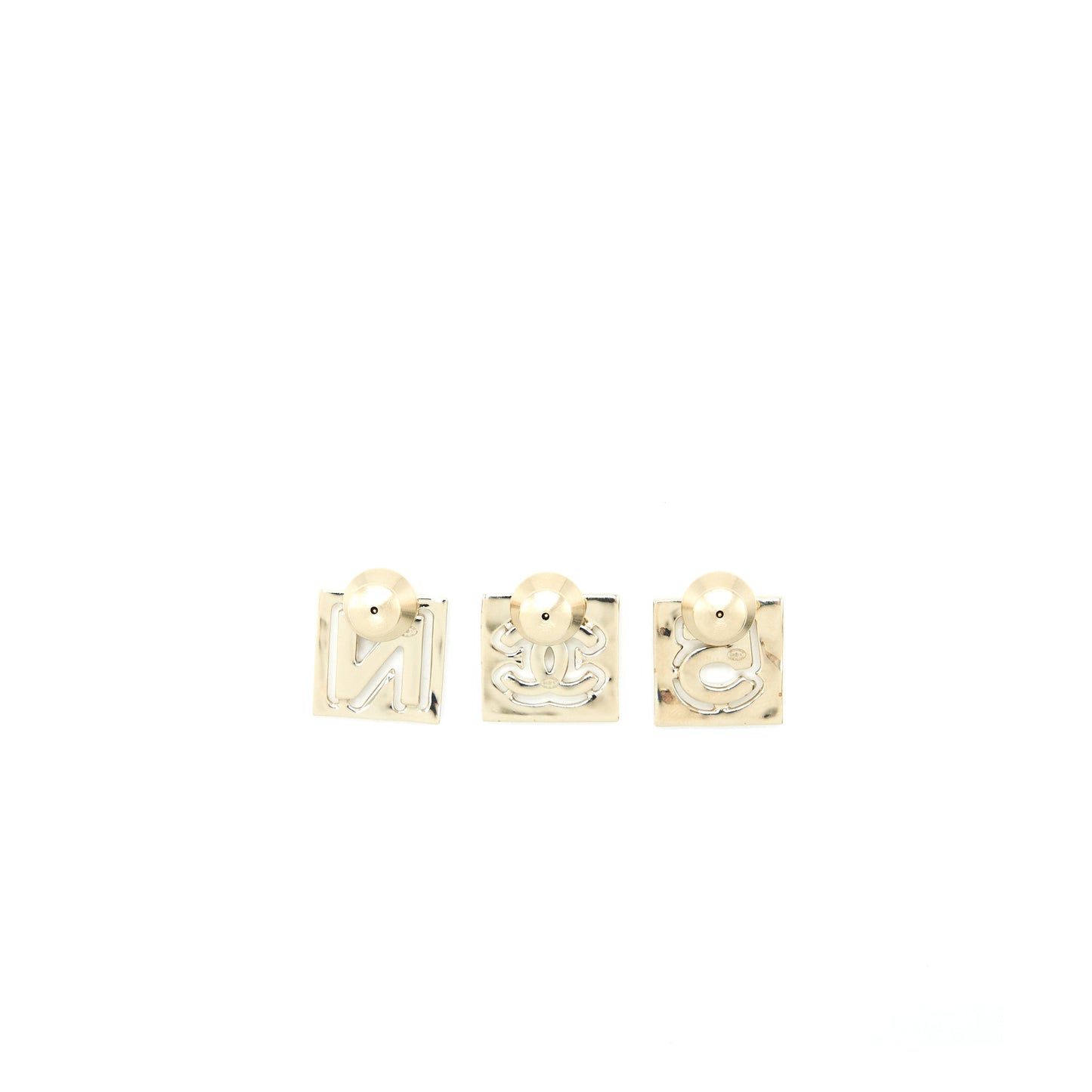 Chanel 3 Pin Square Brooch CC Logo Gold Handbag