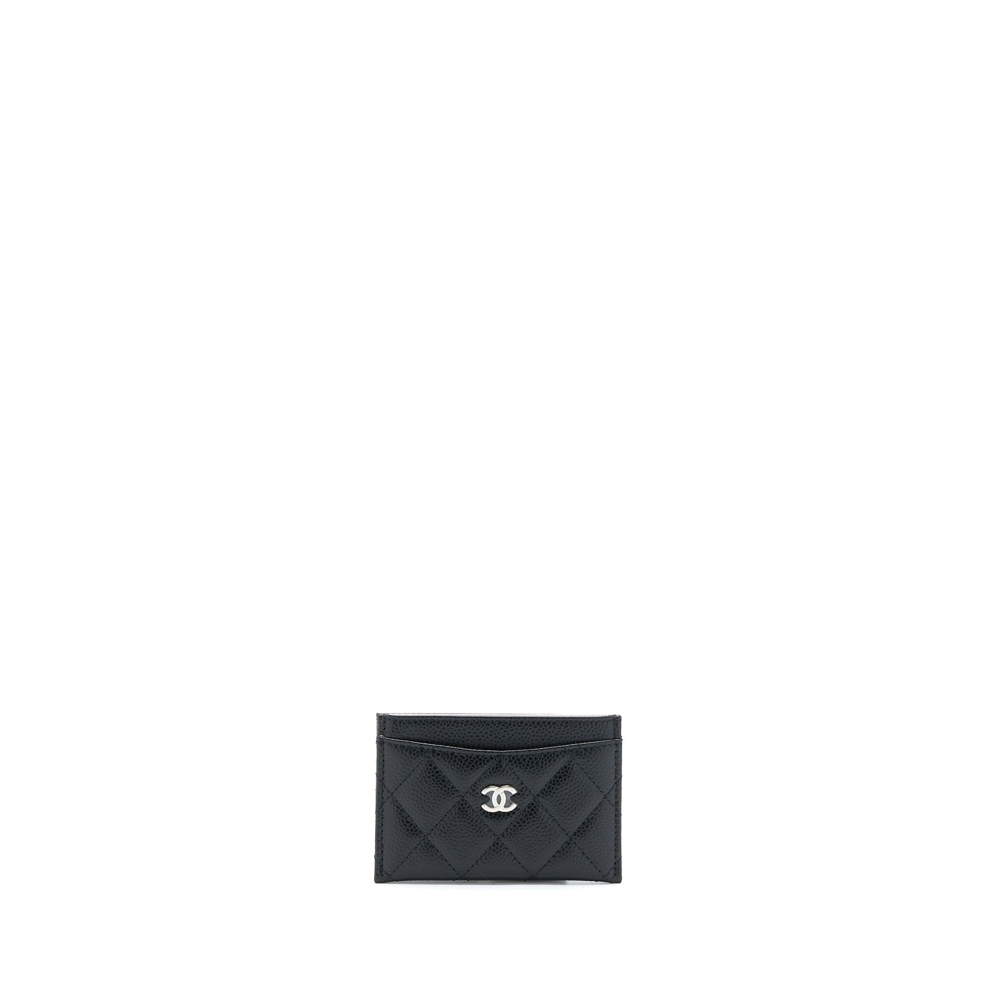 Chanel Classic Card Holder Caviar SHW Black Wallet Case Shw 1