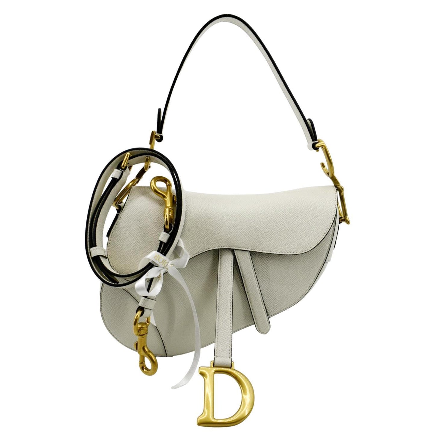 Dior Saddle Grained Calfskin Shoulder Bag Ivory Leather Saddle Bag 5