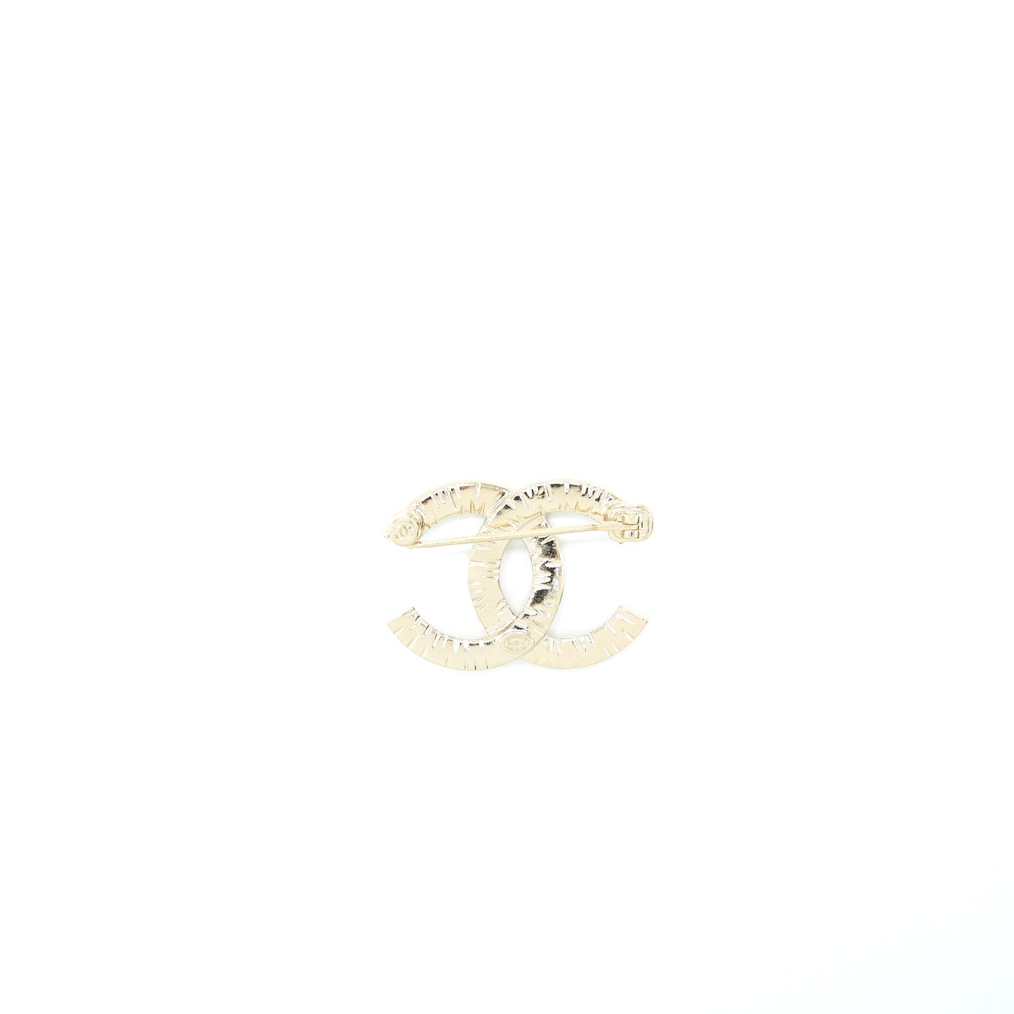 Chanel Detailed CC Logo Brooch Crystal Light Gold Handbag Gold Tone