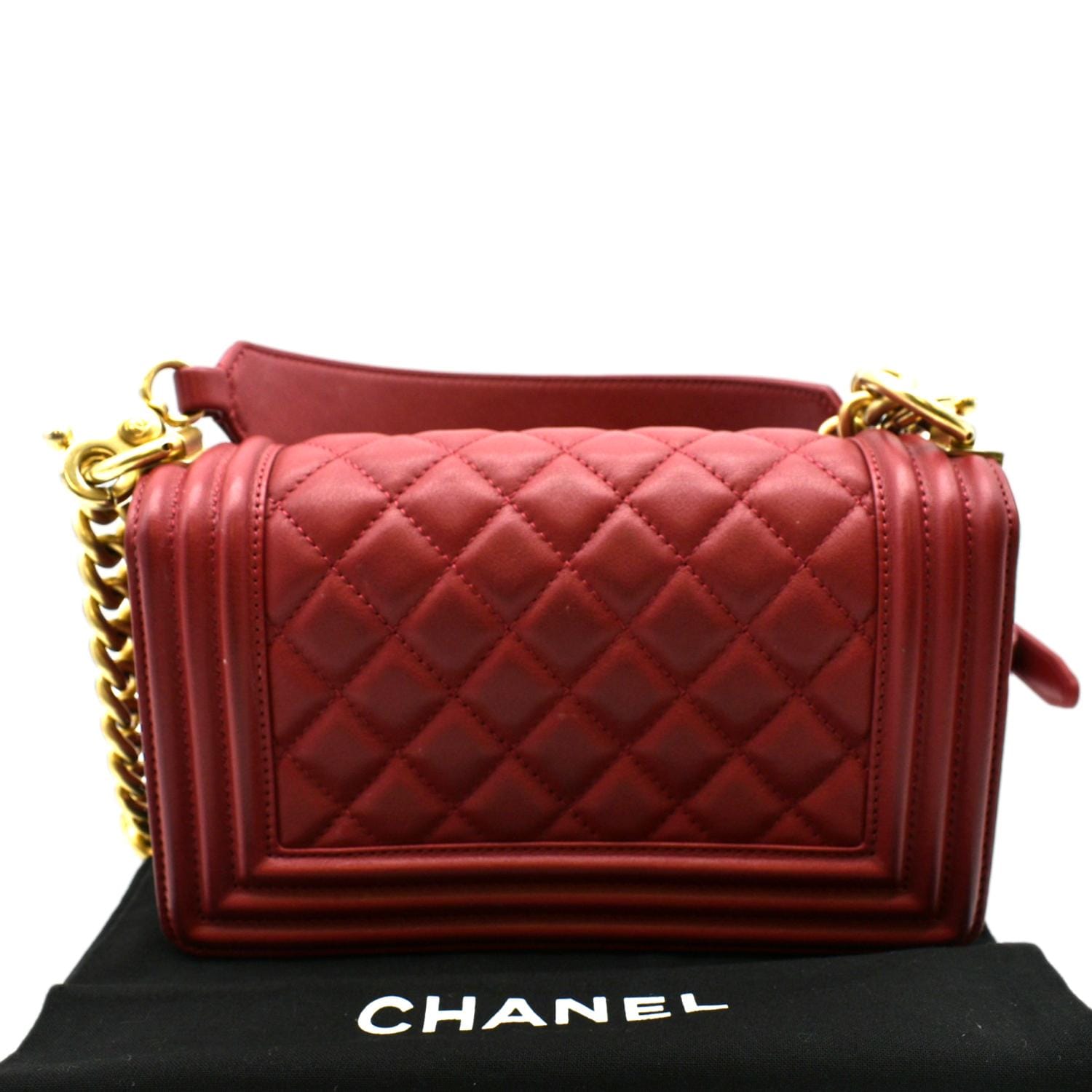 Chanel Boy Quilted Leather Red Travel Bag