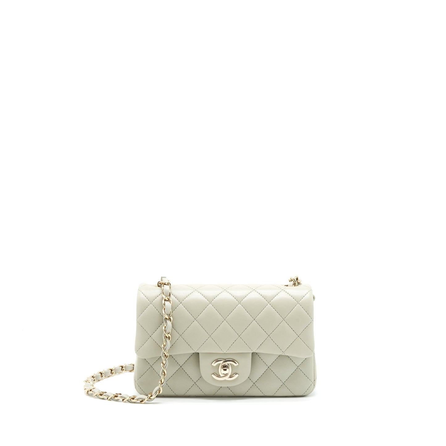Chanel rectangular flap Lambskin Light LGHW microchip Grey Shoulder Bag