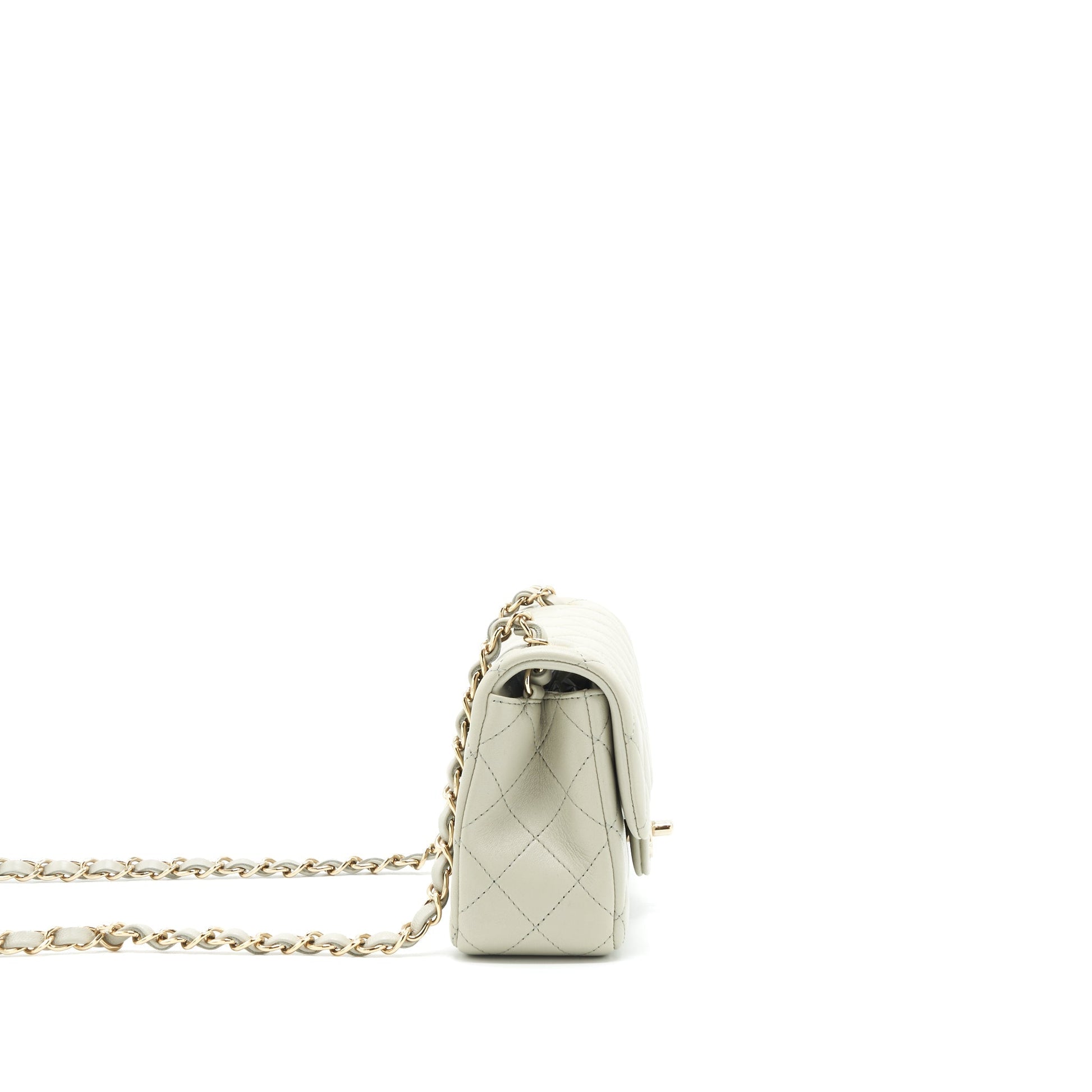 Chanel rectangular flap Lambskin Light LGHW microchip Grey Shoulder Bag