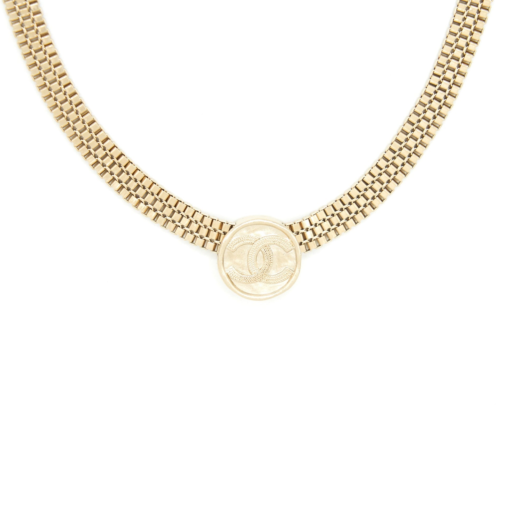 Chanel Round CC Logo Choker Tone Gold Handbag
