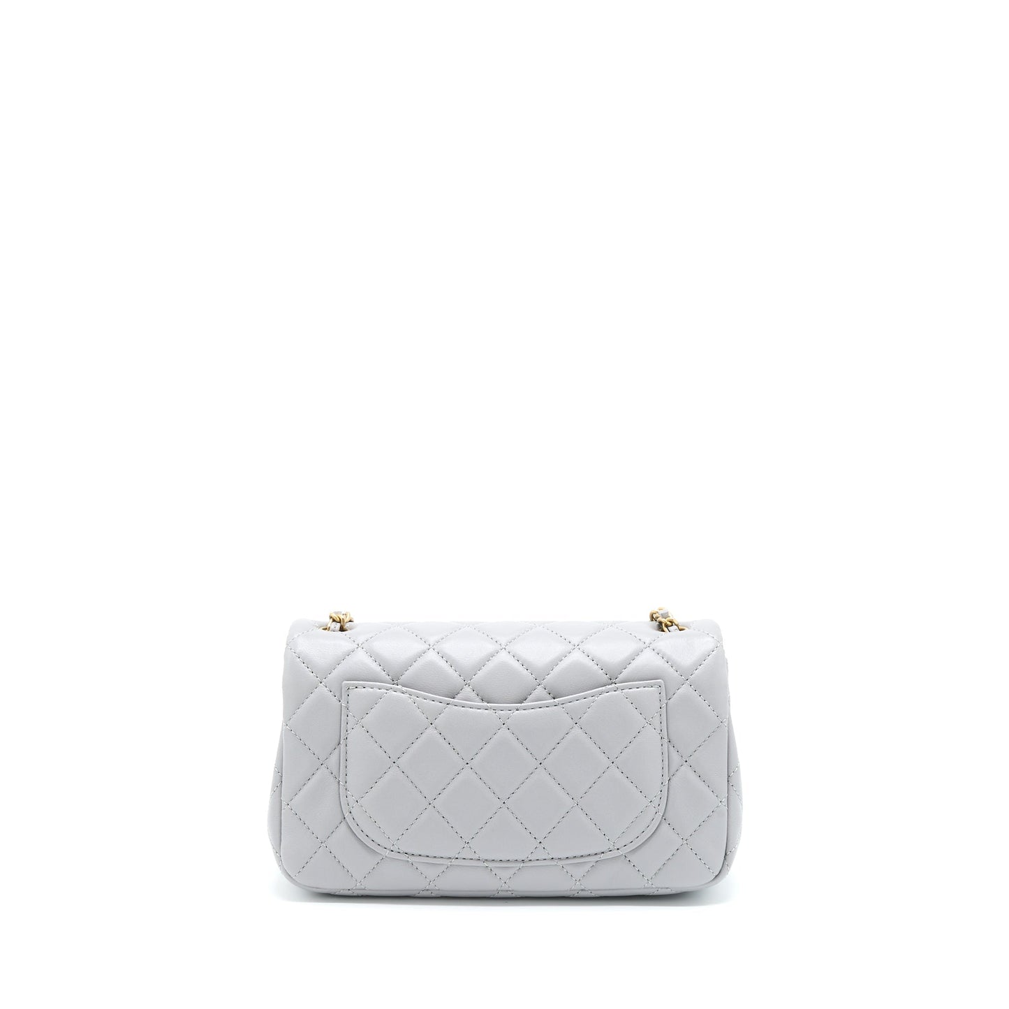 Chanel 21B Pearl Crush Rectangular Flap Lambskin Grey Shoulder Bag