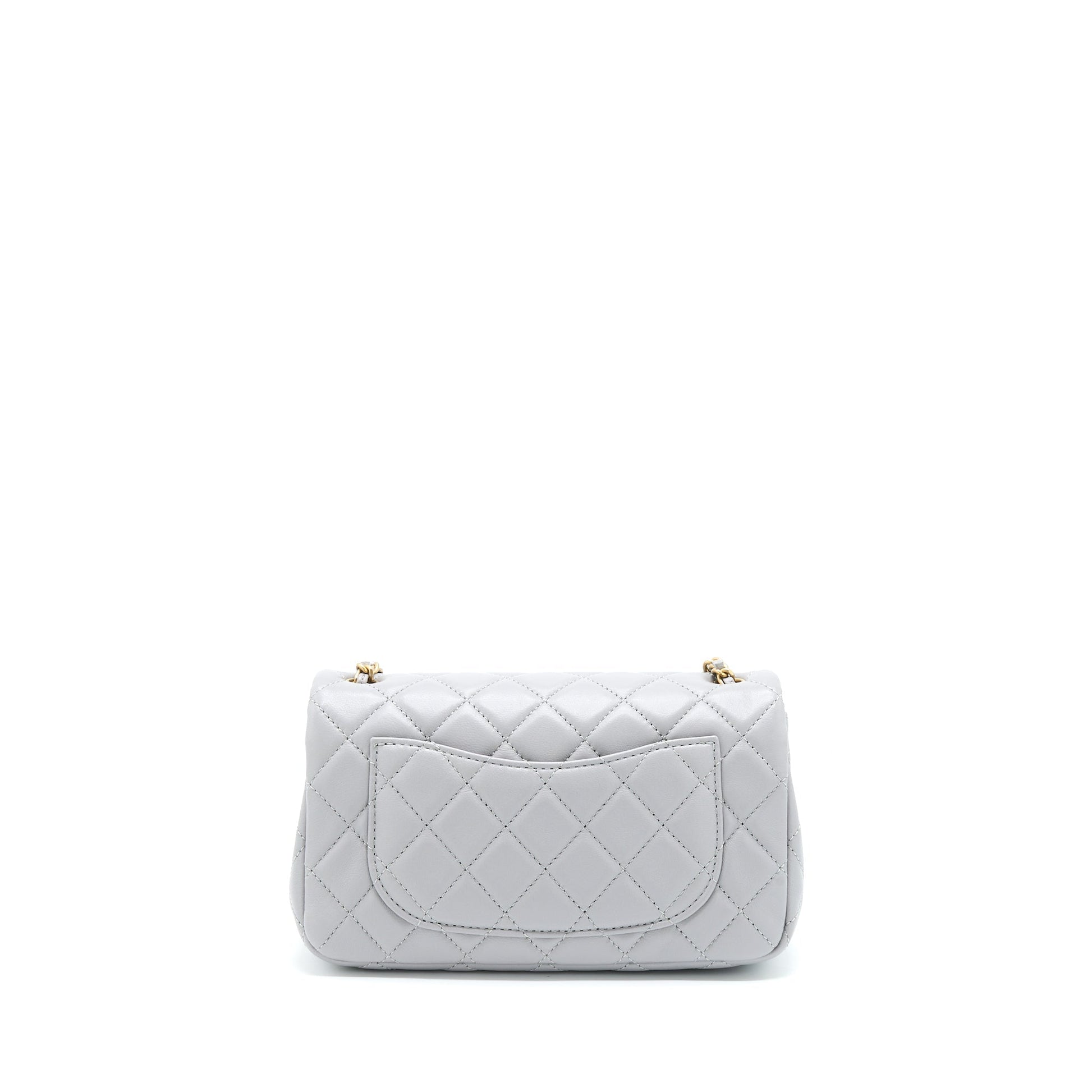 Chanel 21B Pearl Crush Rectangular Flap Lambskin Grey Shoulder Bag