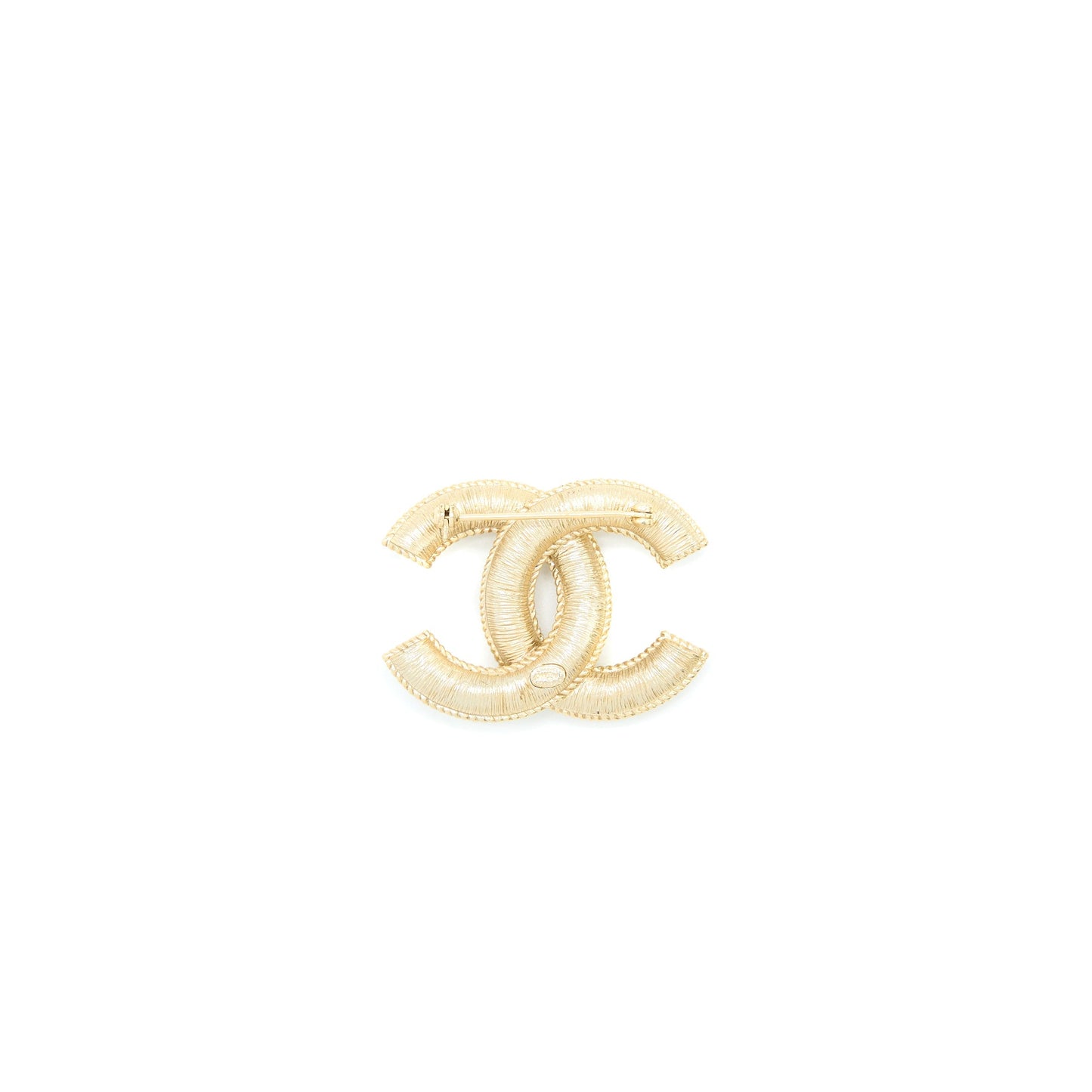 Chanel CC Logo Pearl Brooch Light Tone Gold Handbag Gold Tone
