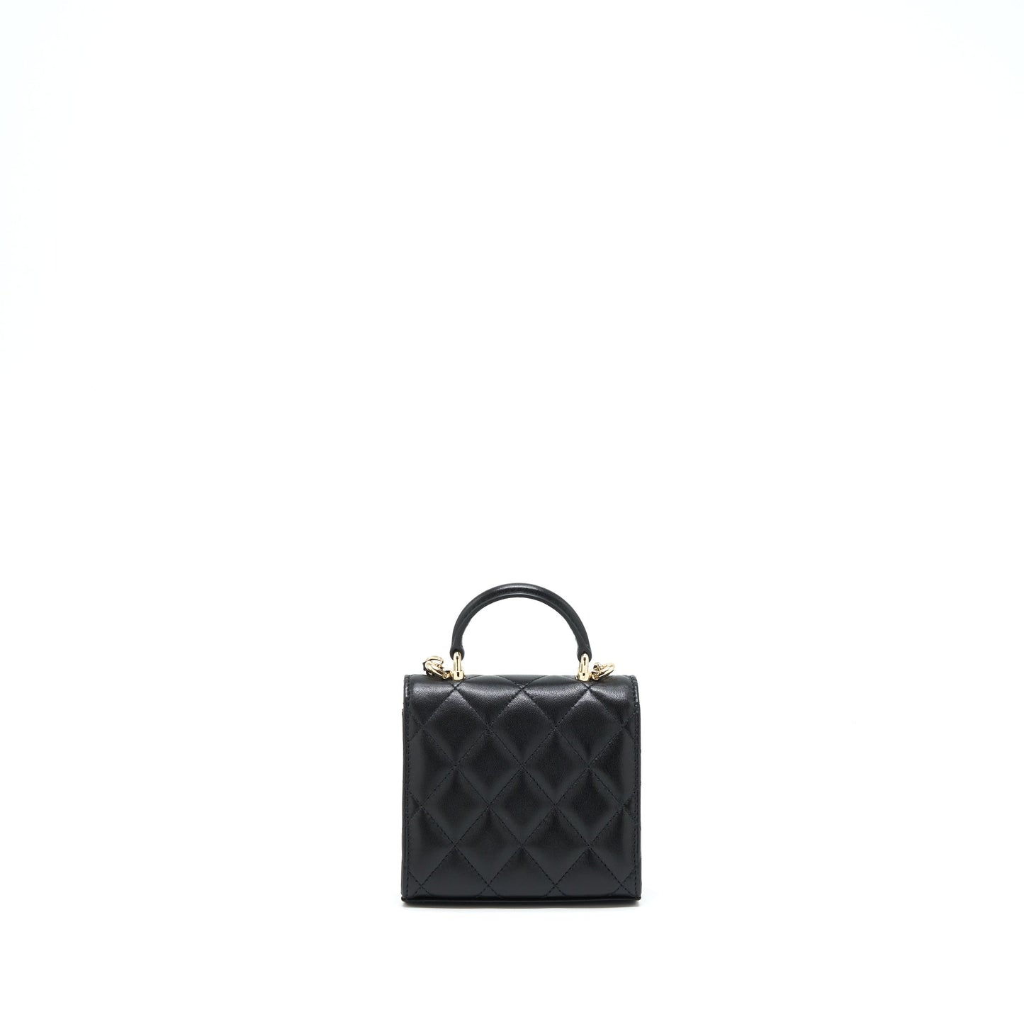 Chanel 22P Top Handle Flap Lambskin LGHW Black Shoulder Bag