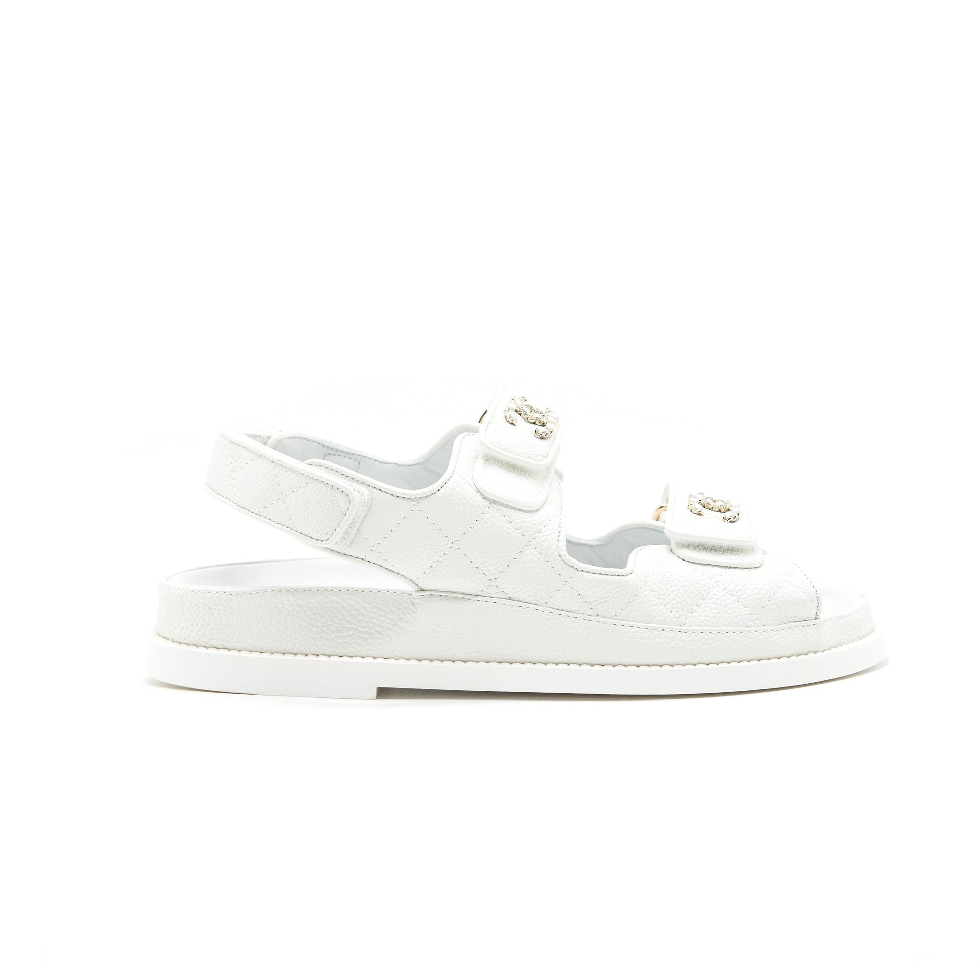 CHANEL DAD SANDALS SIZE36 LEATHER SANDAL WHITE