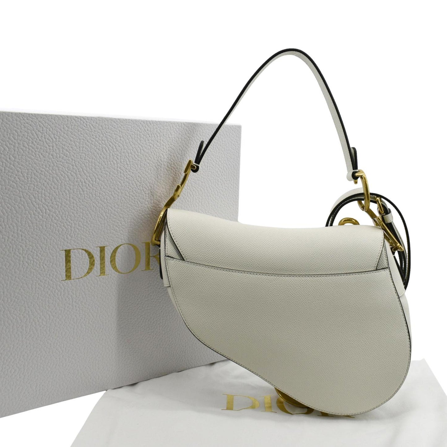 Dior Saddle Grained Calfskin Shoulder Bag Ivory Leather Saddle Bag 5