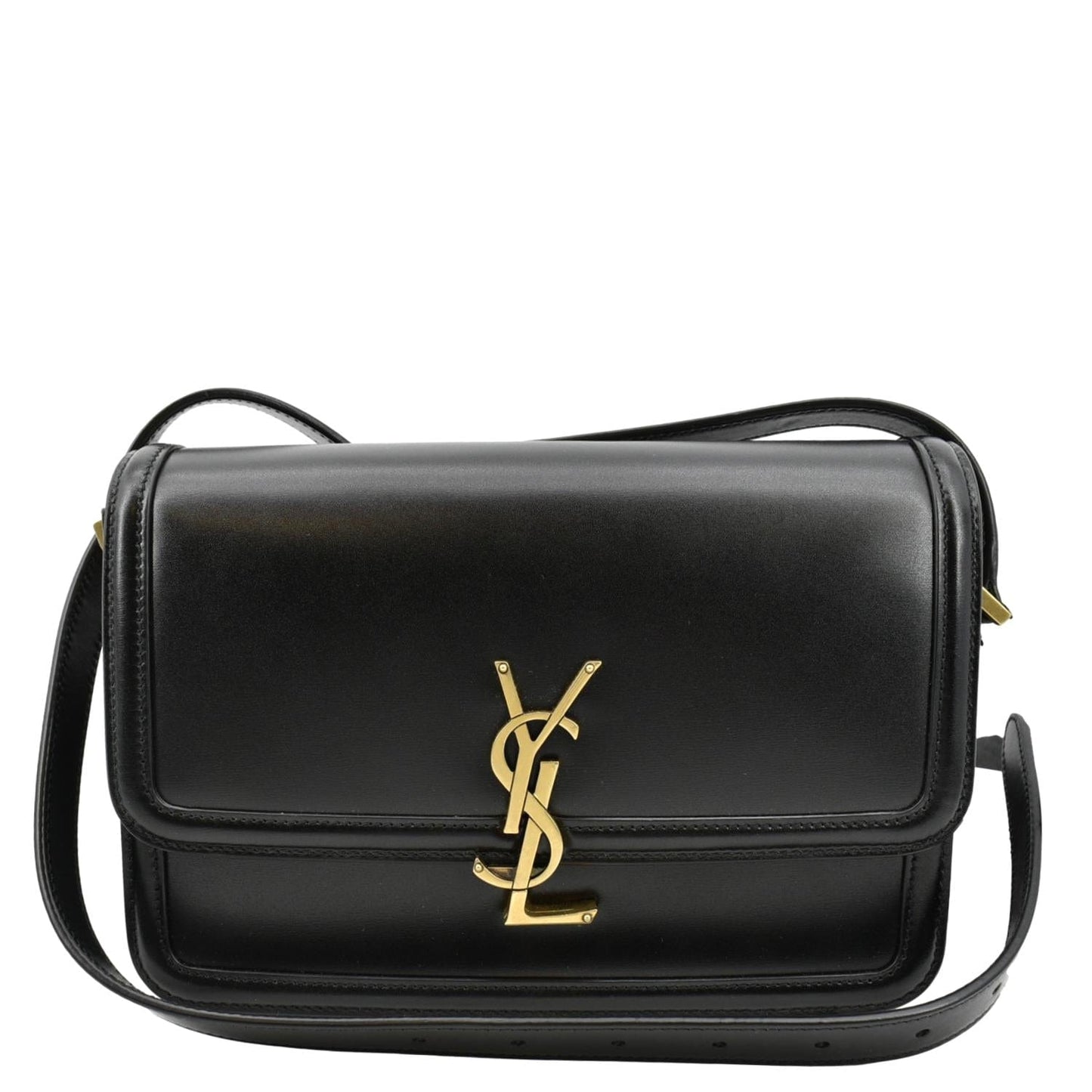YSL Saint Laurent Yves Solferino Shoulder Bag Leather Black Medium Laurent Medium Solferino