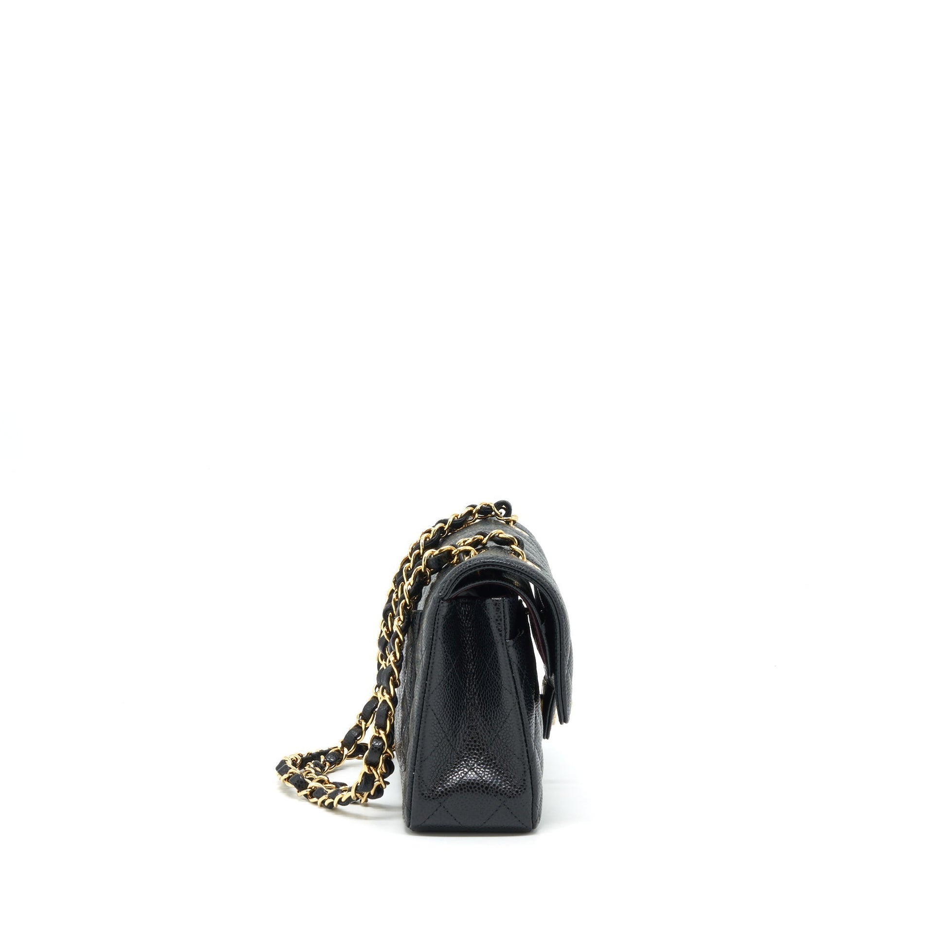 Chanel Classic Double Flap Caviar GHW Microchip Black Small Shoulder Bag
