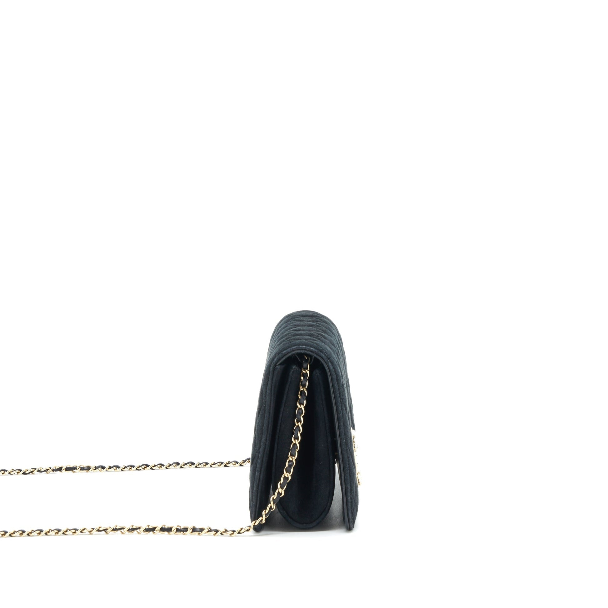 Chanel Quilted Velvet CC Logo Flap LGHW Black Shoulder Bag