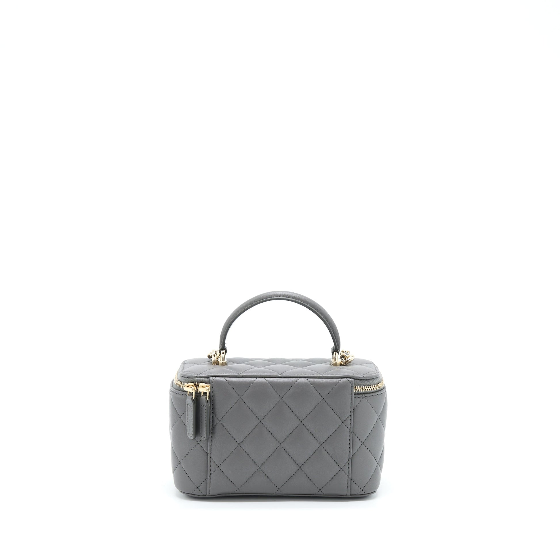 Chanel 22A Top Handle Long Vanity GHW Grey Handbag