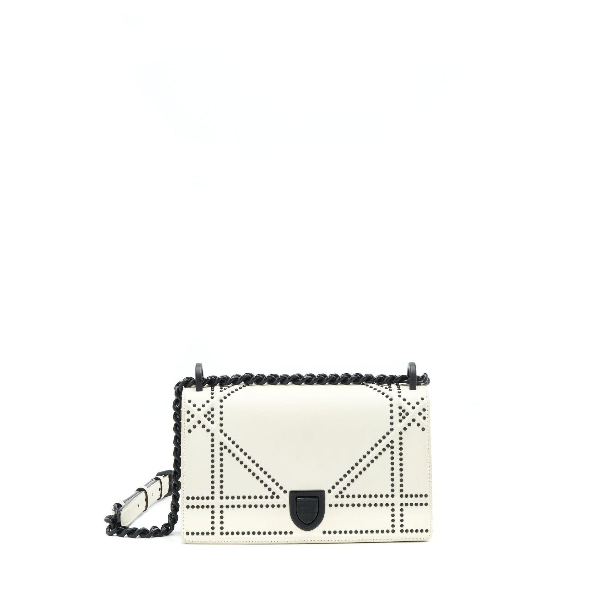 Dior ama Studded With Hardware Handbag Black White Travel Bag