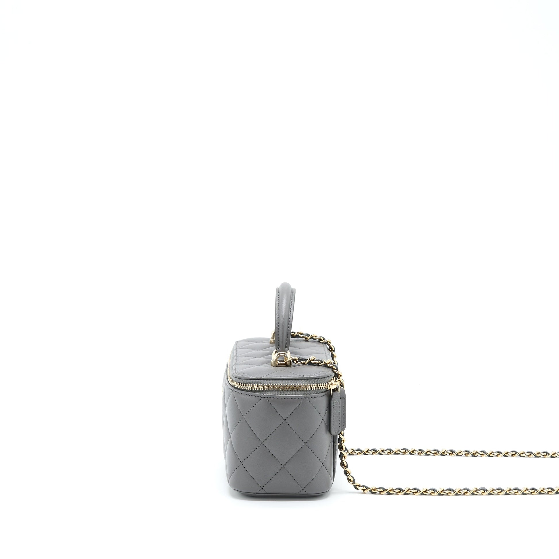 Chanel 22A Top Handle Long Vanity GHW Grey Handbag