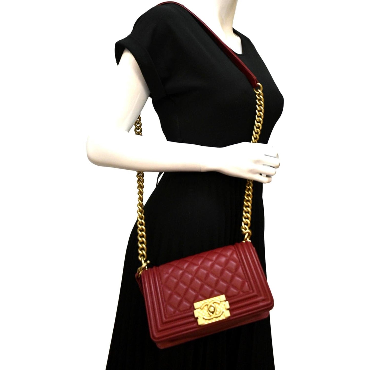 Chanel Boy Quilted Leather Red Travel Bag