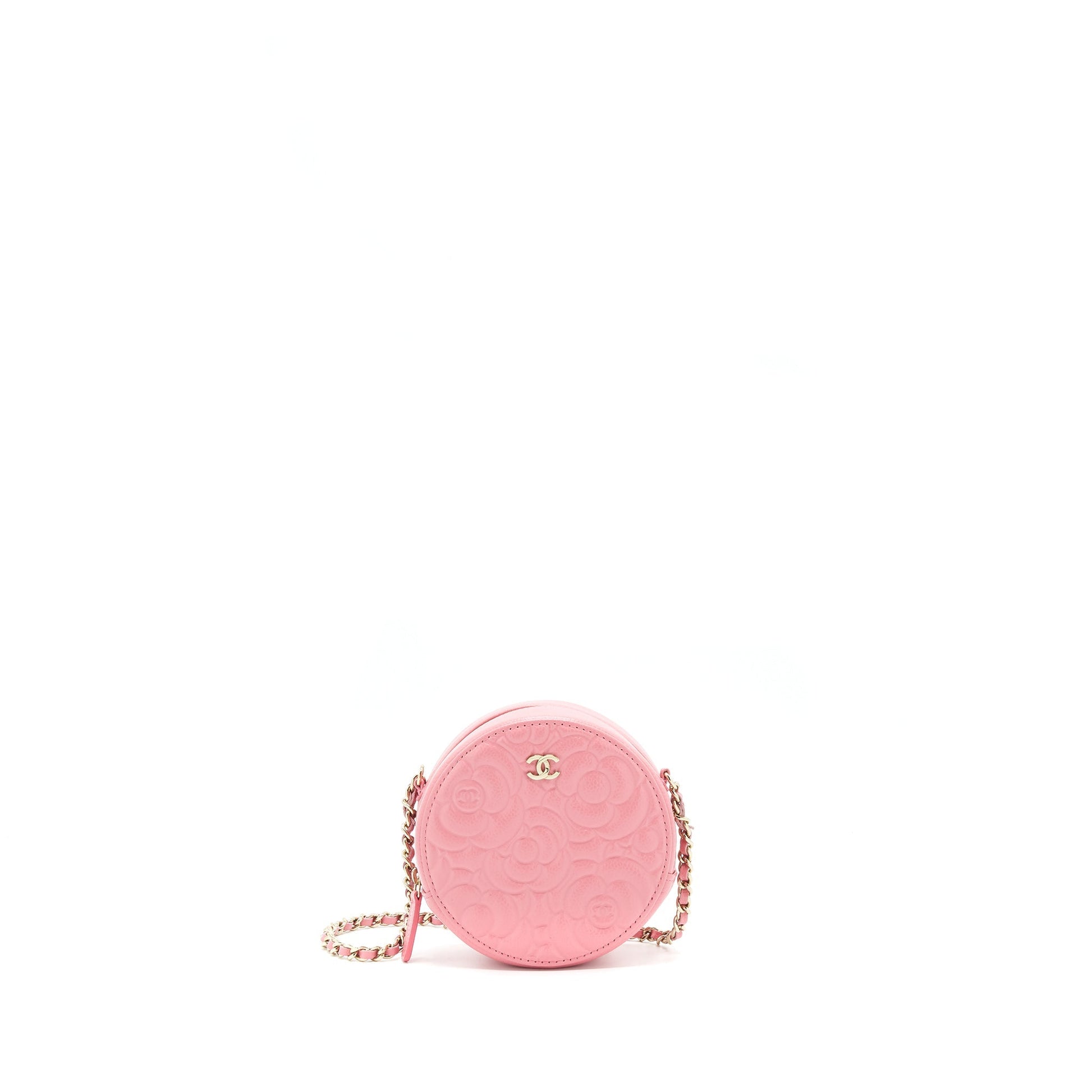 Chanel Camellia Round LGHW Pink Clutch Bag