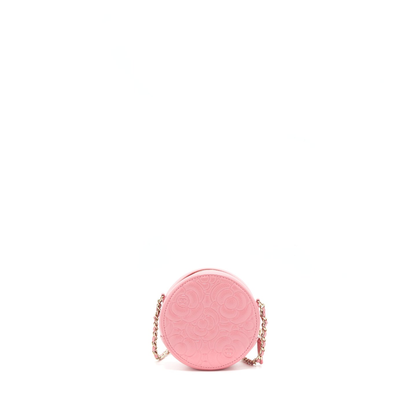 Chanel Camellia Round LGHW Pink Clutch Bag