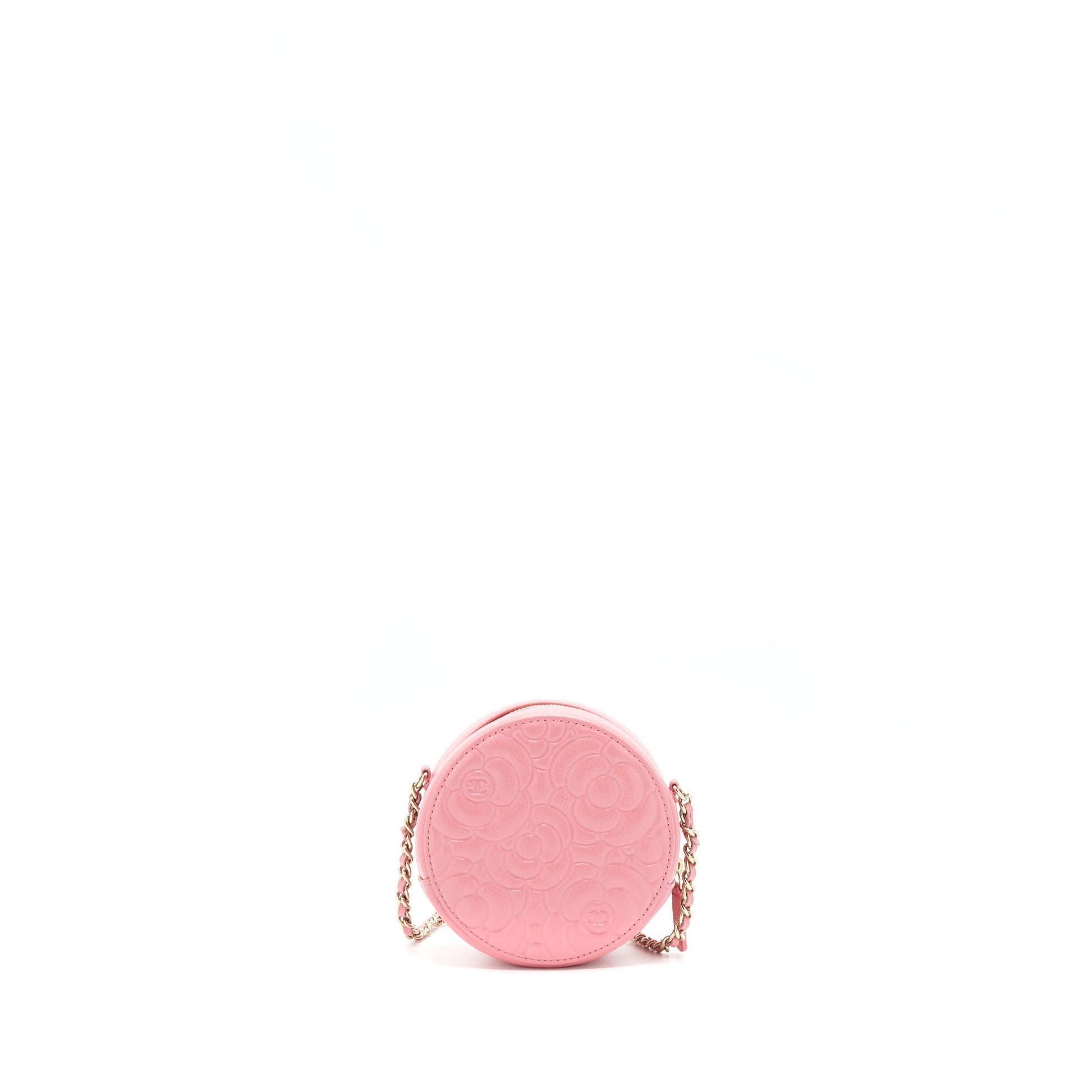 Chanel Camellia Round LGHW Pink Clutch Bag