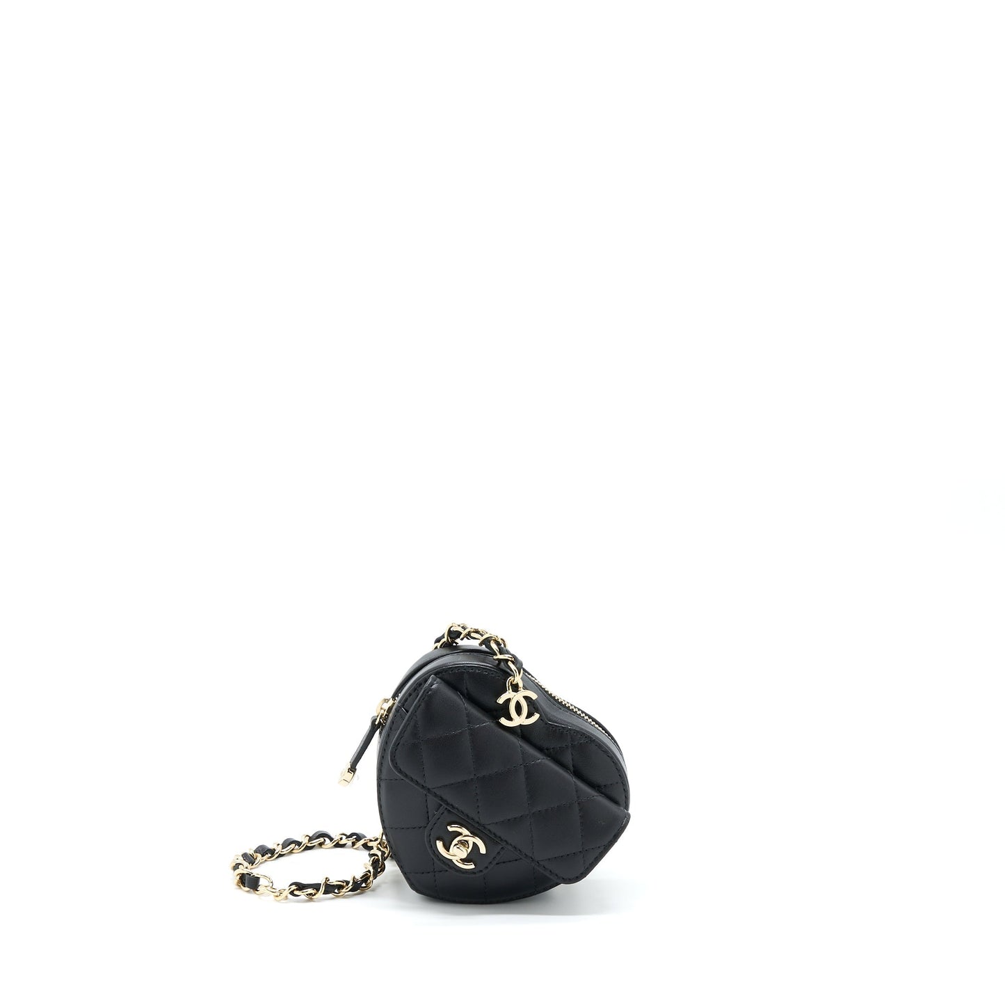 Chanel 22S Heart Belt Lambskin LGHW Black Lghw 5