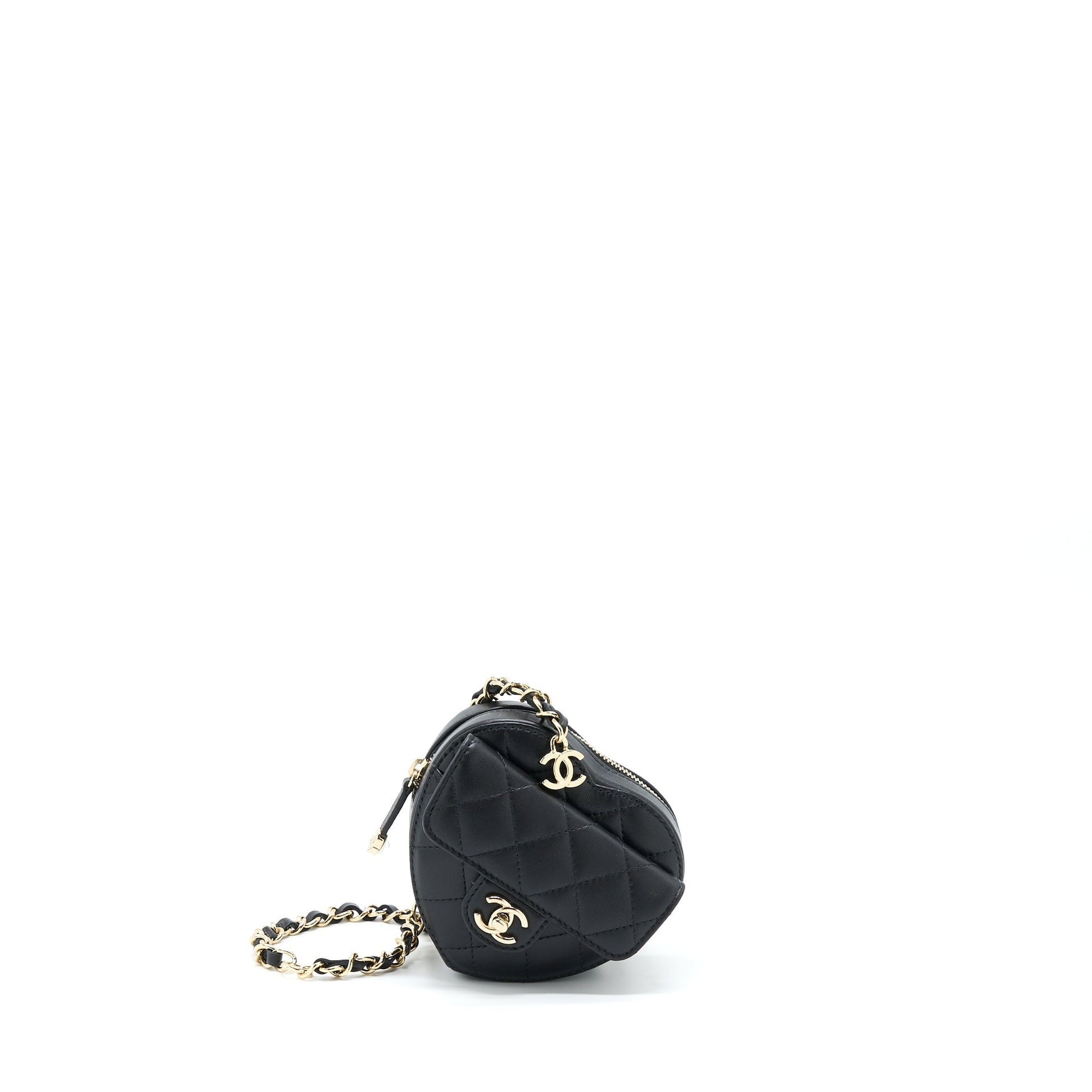 Chanel 22S Heart Belt Lambskin LGHW Black Lghw 5