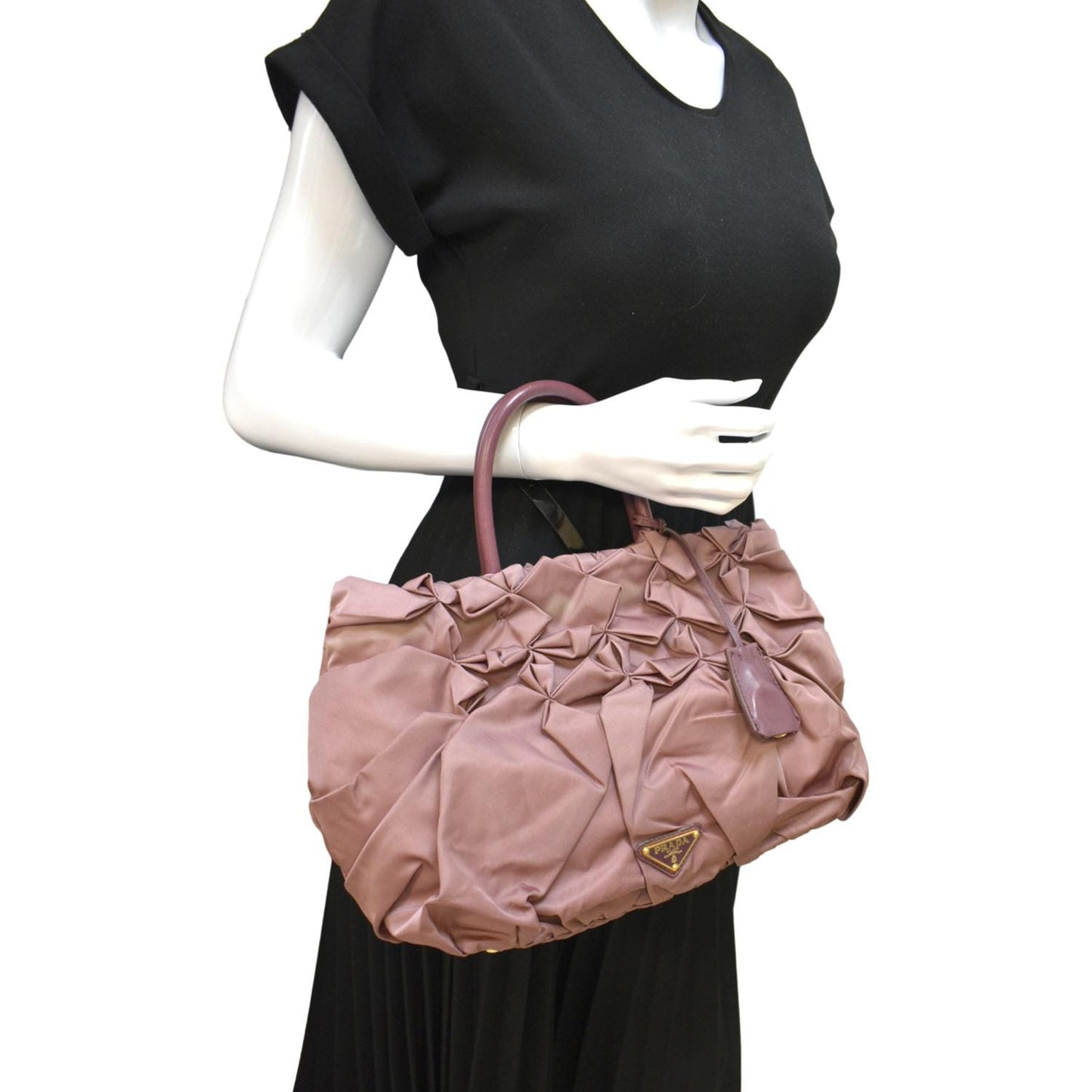 Prada Tessuto Origami Pleated Ruffled Tote Bag Antico Nylon