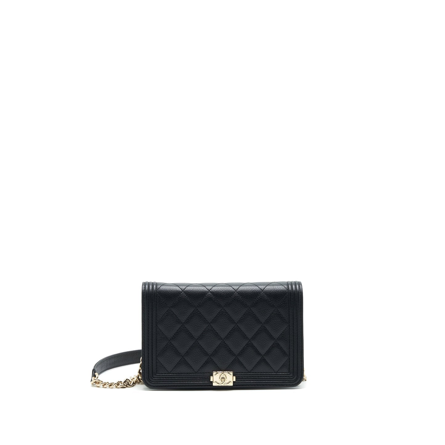 Chanel Leboy On WOC Caviar GHW Black Wallet Case