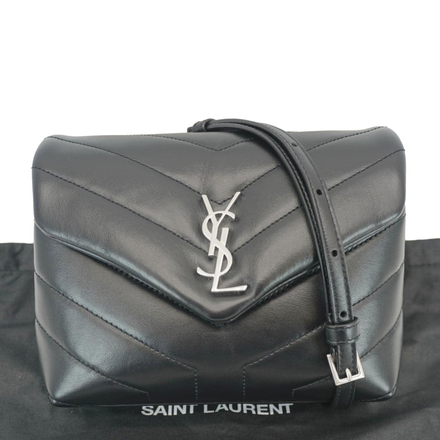 YSL Saint Laurent Yves Loulou Crossbody Bag Leather Matelasse Black