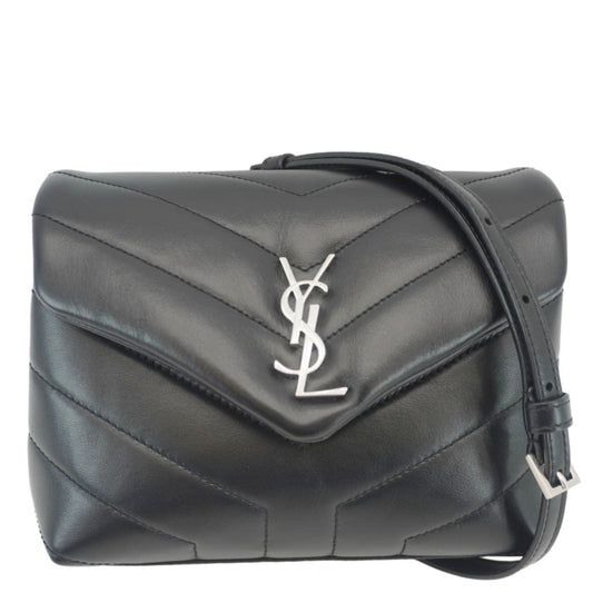 YSL Saint Laurent Yves Loulou Crossbody Bag Leather Matelasse Black