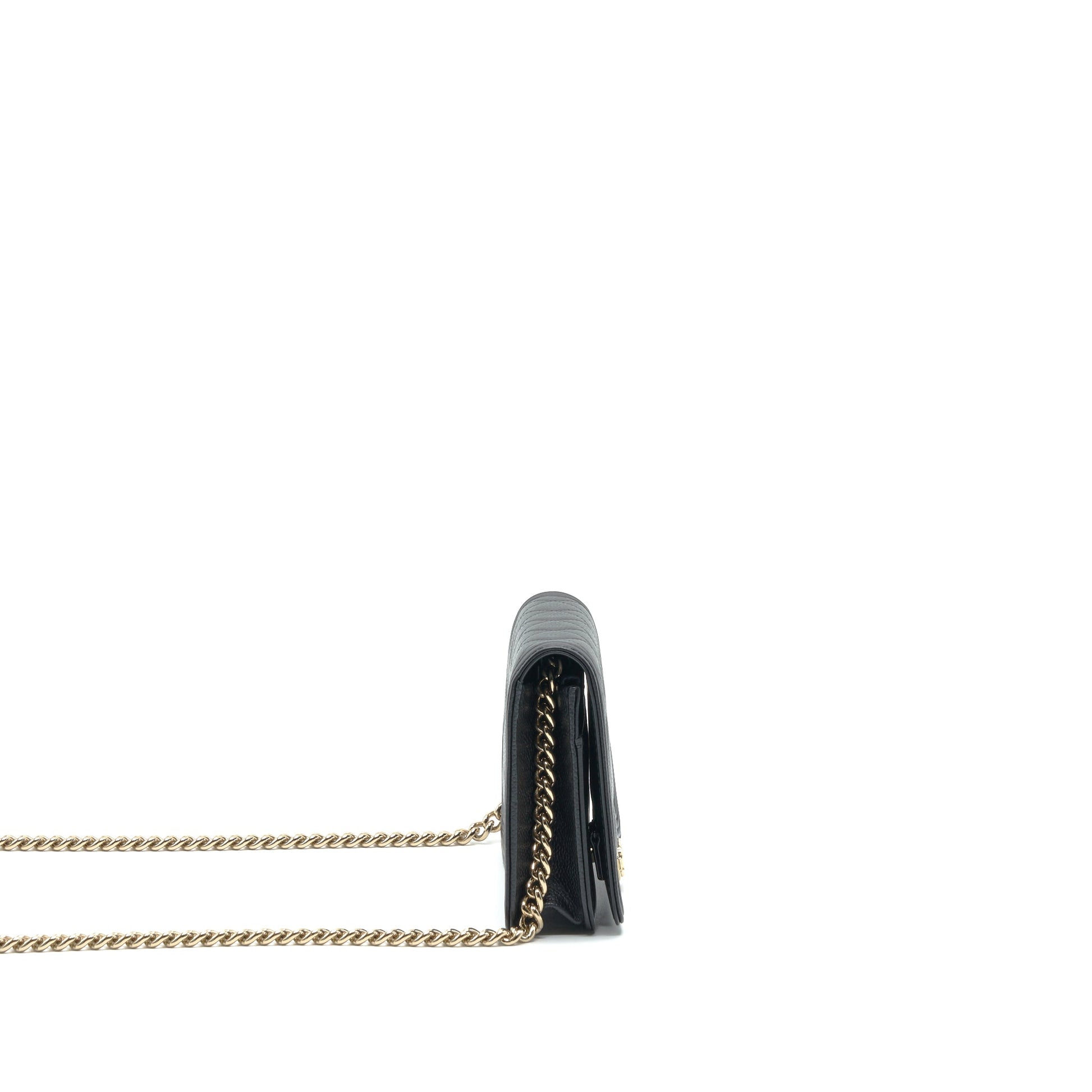 Chanel Leboy On WOC Caviar GHW Black Wallet Case