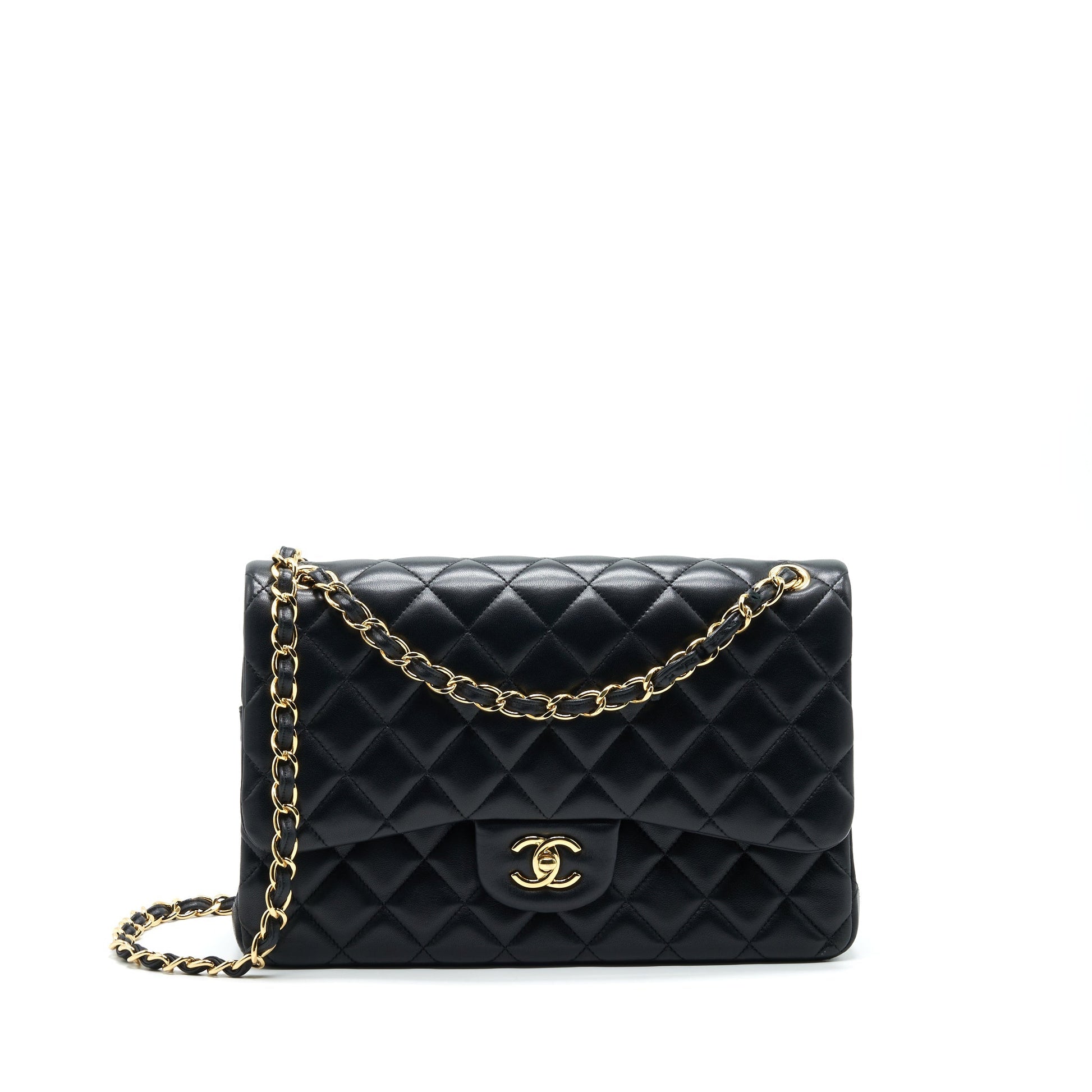 Chanel Jumbo Classic Double Flap Lambskin GHW Black Shoulder Bag