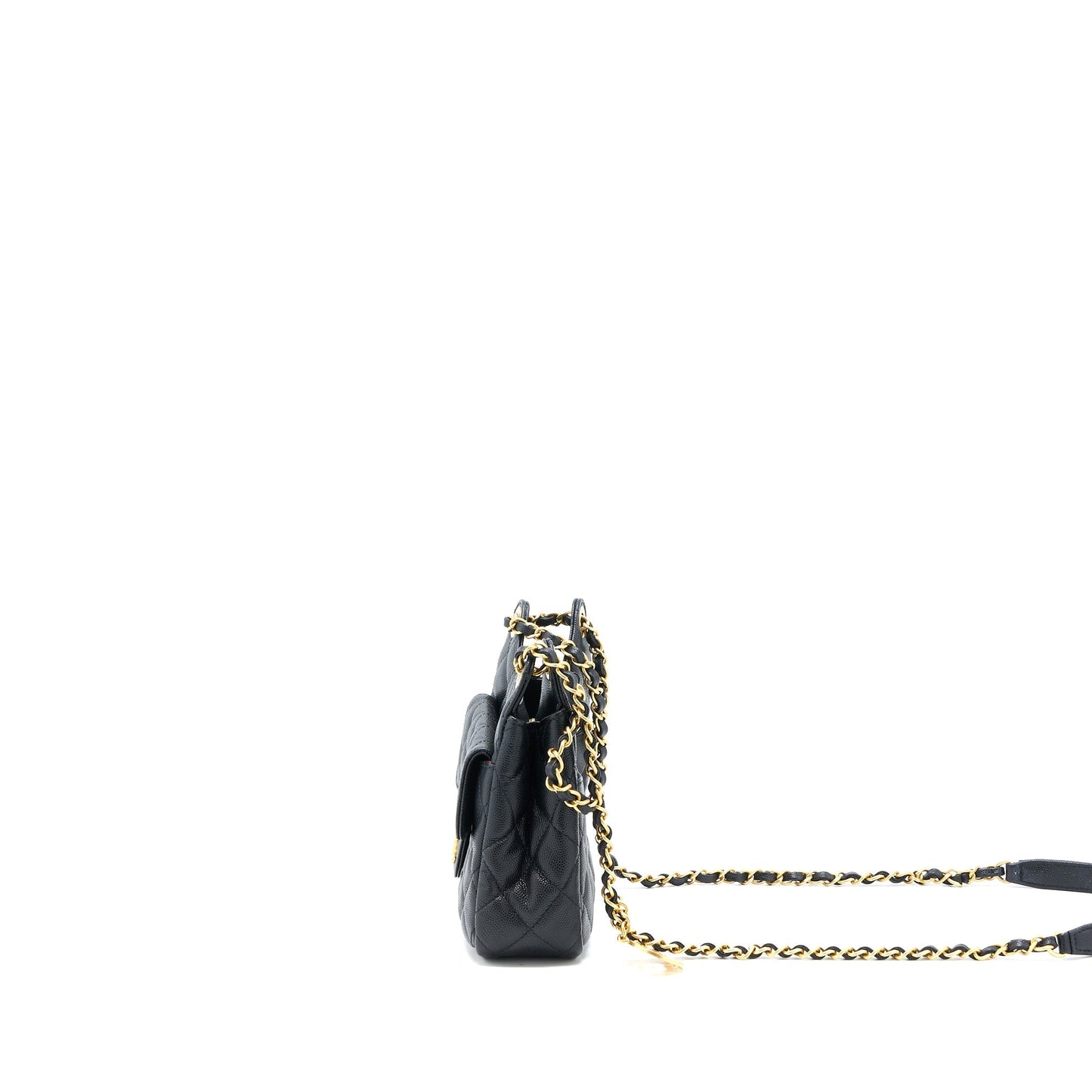 Chanel Hobo Caviar GHW Microchip Black Small Shoulder Bag