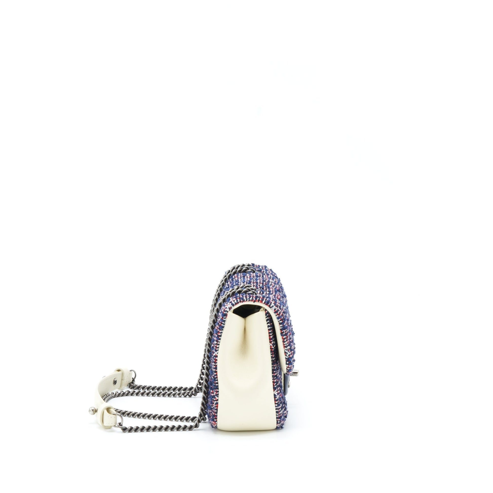 Chanel Seasonal Flap Tweed Ruthenium Hardware Multicolour Blue Shoulder Bag