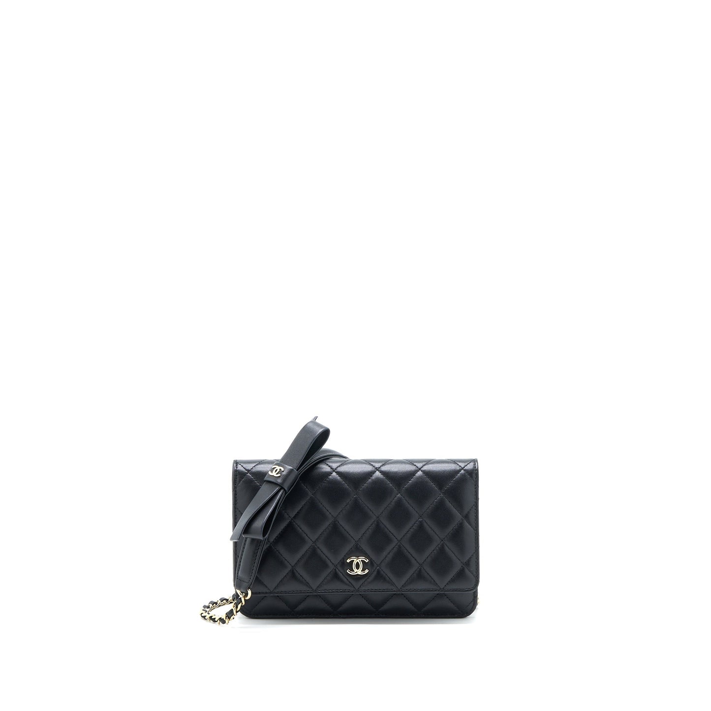 Chanel Ribbon On Lambskin LGHW Microchip Black Wallet Case Microchip 1