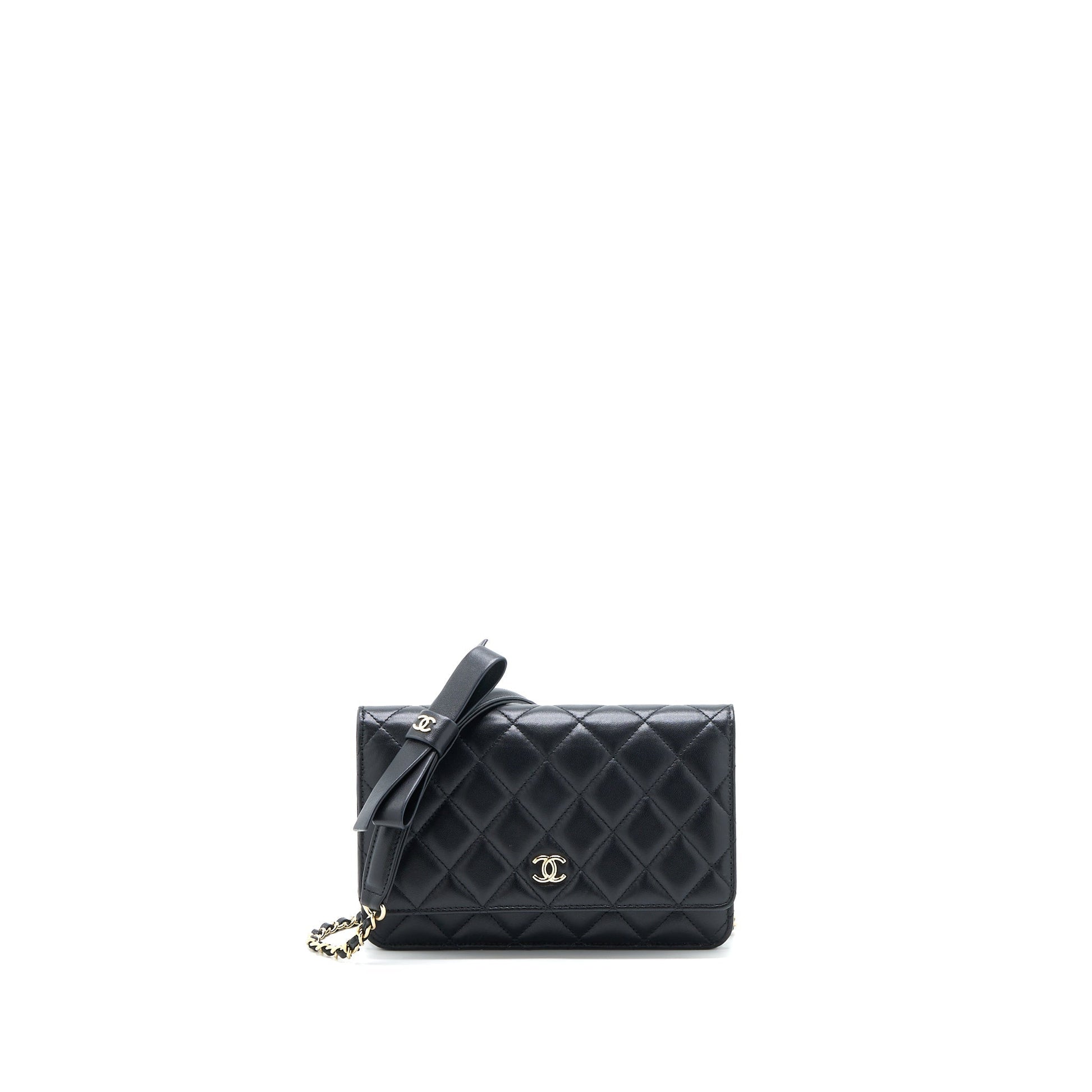 Chanel Ribbon On Lambskin LGHW Microchip Black Wallet Case Microchip 1