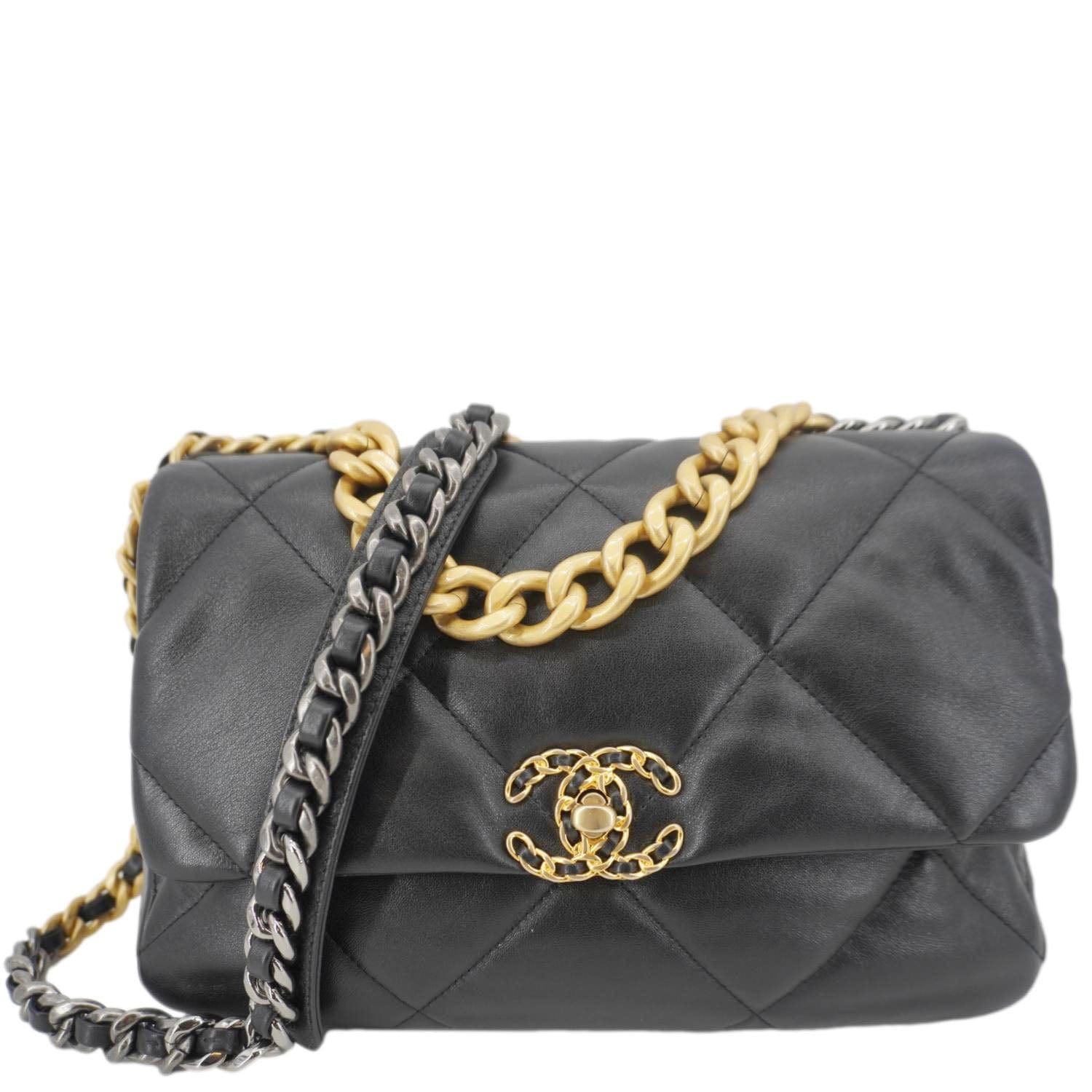 Chanel 19 Flap Leather Lambskin Black Travel Bag Bag 6