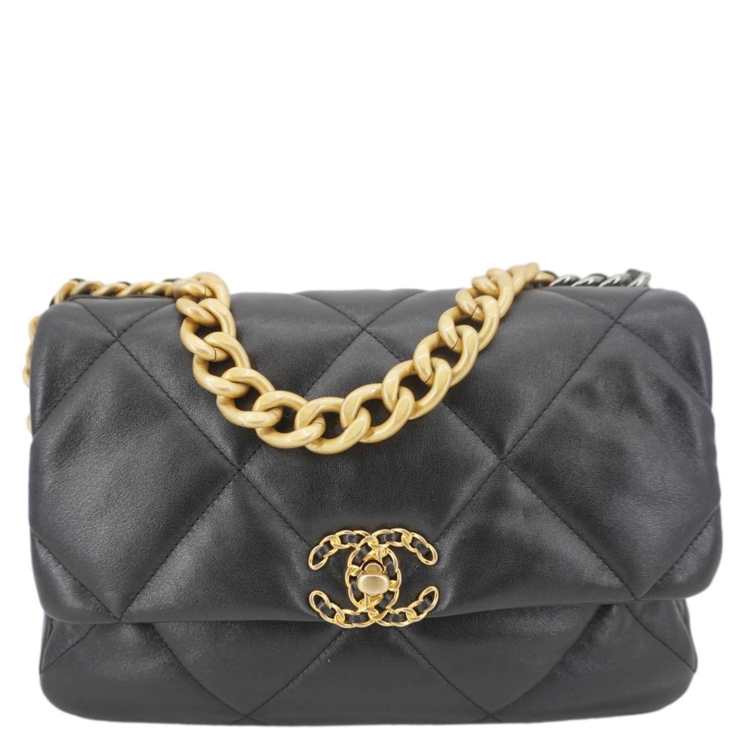 Chanel 19 Flap Leather Lambskin Black Travel Bag Bag 6