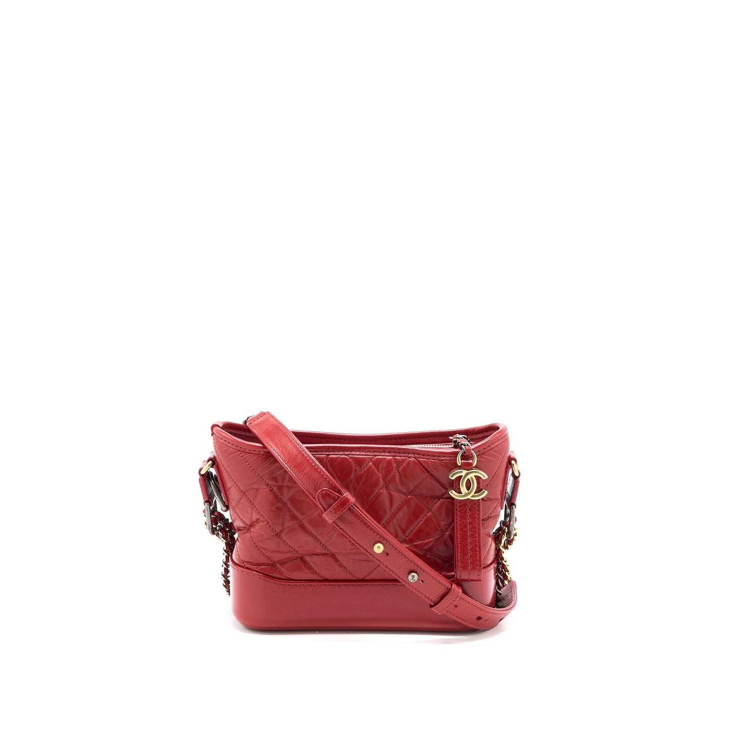 Chanel Gabrielle Hobo Aged Calfskin Hardware Multicolour Red Small Shoulder Bag
