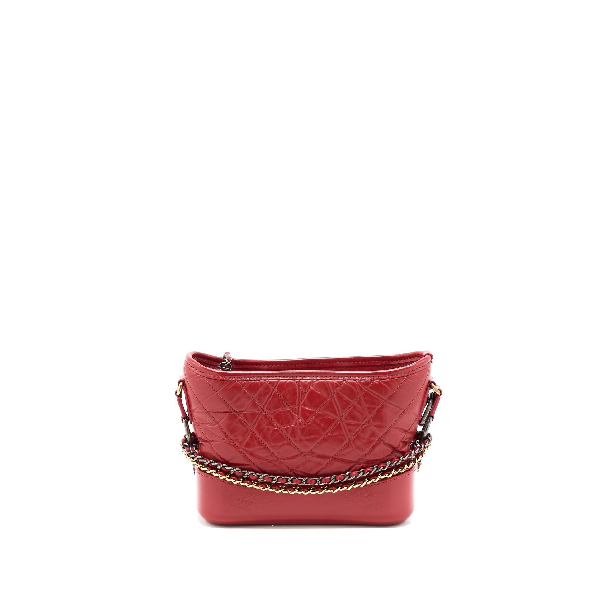 Chanel Gabrielle Hobo Aged Calfskin Hardware Multicolour Red Small Shoulder Bag