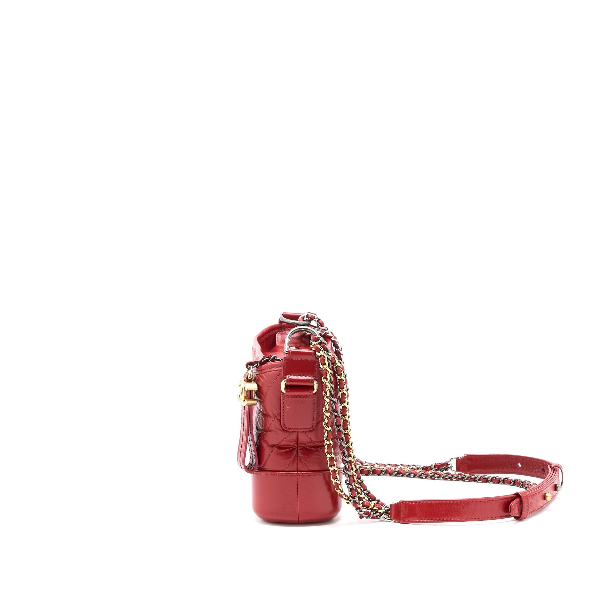 Chanel Gabrielle Hobo Aged Calfskin Hardware Multicolour Red Small Shoulder Bag