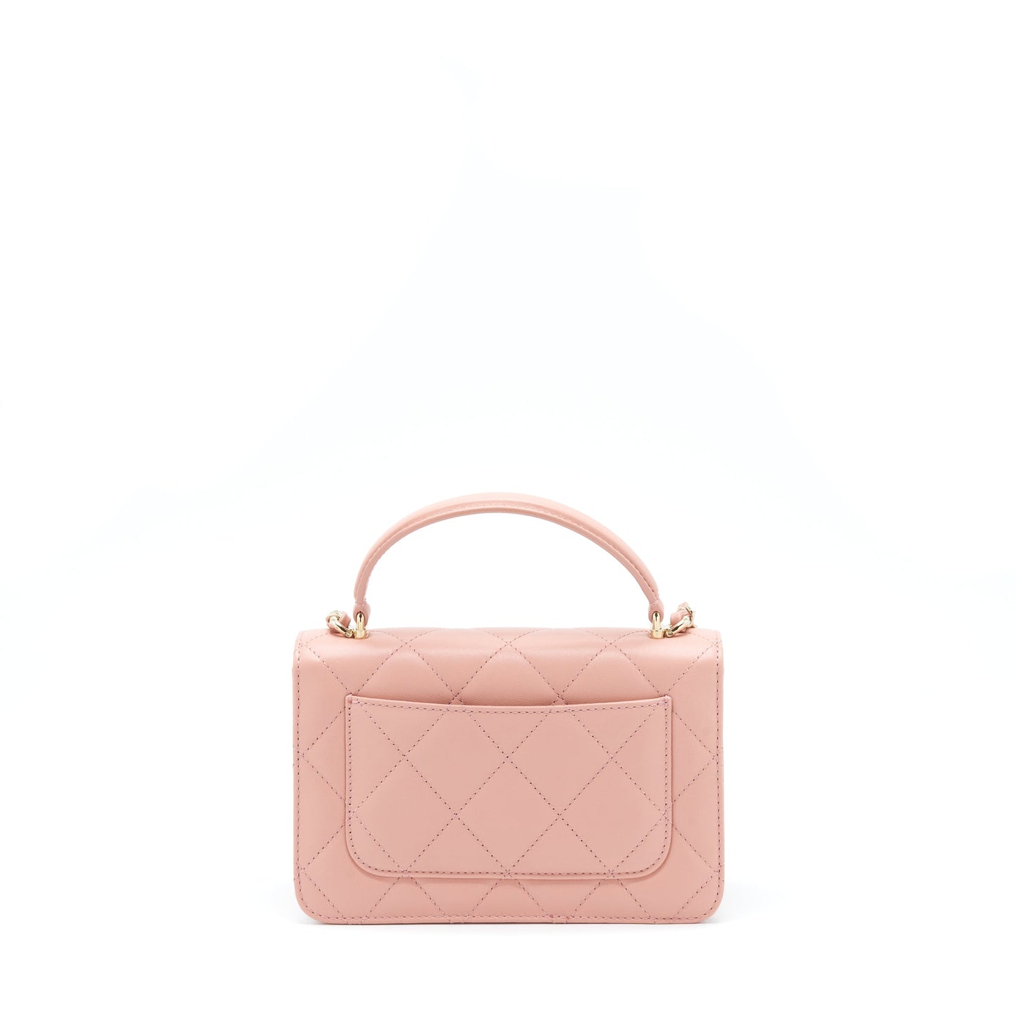 Chanel Top Handle Flap Lambskin Dark LGHW Pink Shoulder Bag