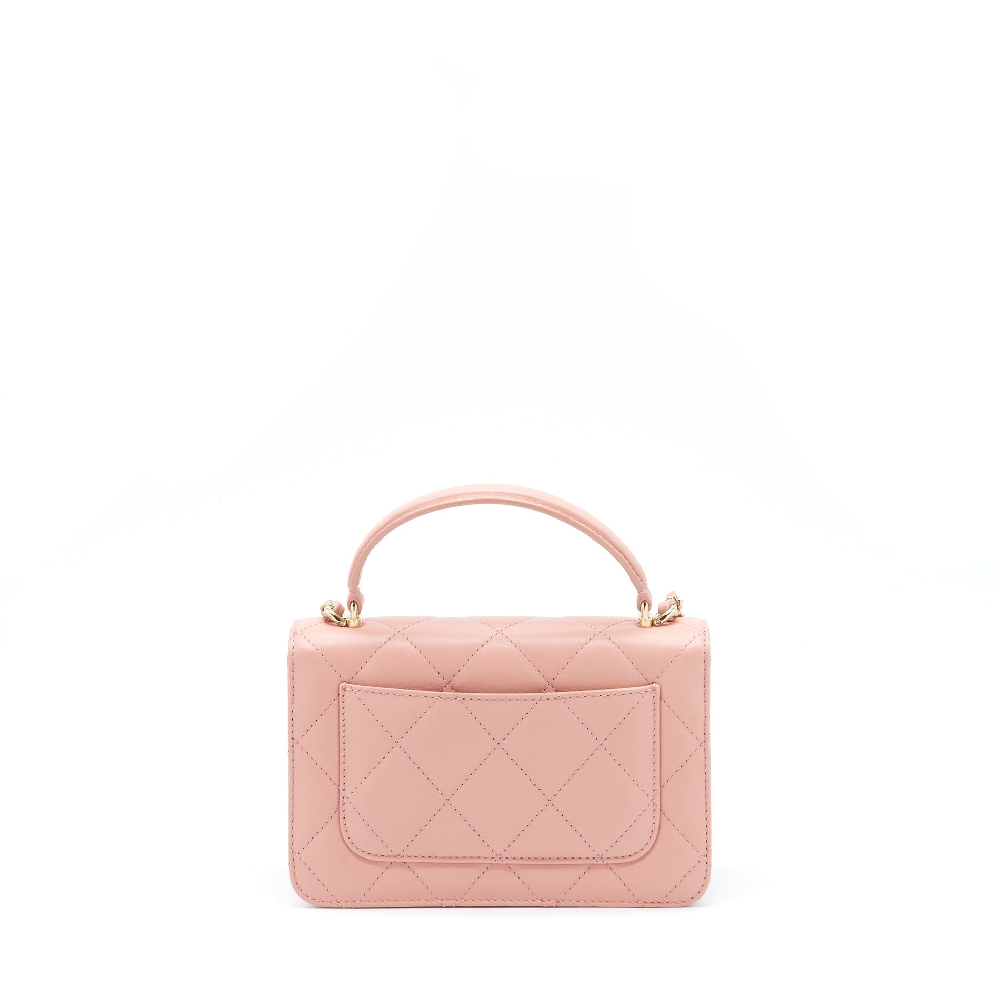 Chanel Top Handle Flap Lambskin Dark LGHW Pink Shoulder Bag
