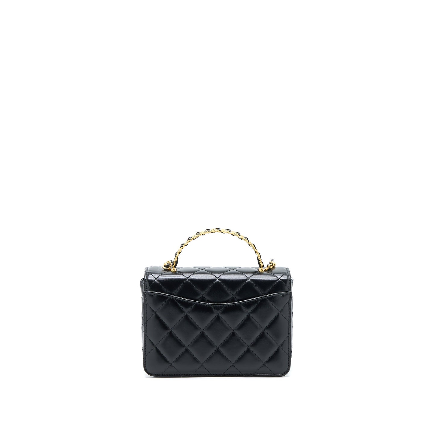 Chanel 23p Flap Top Handle Shiny Calfskin Black Shoulder Bag