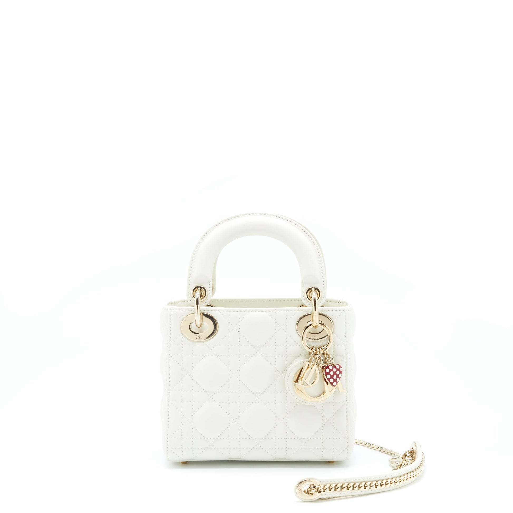 Dior Lady Tote Purse Lambskin Handbag White Mini Tote Bag