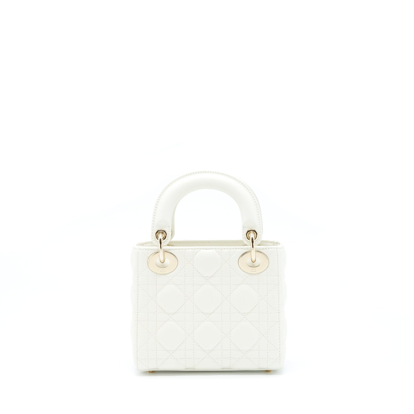 Dior Lady Tote Purse Lambskin Handbag White Mini Tote Bag